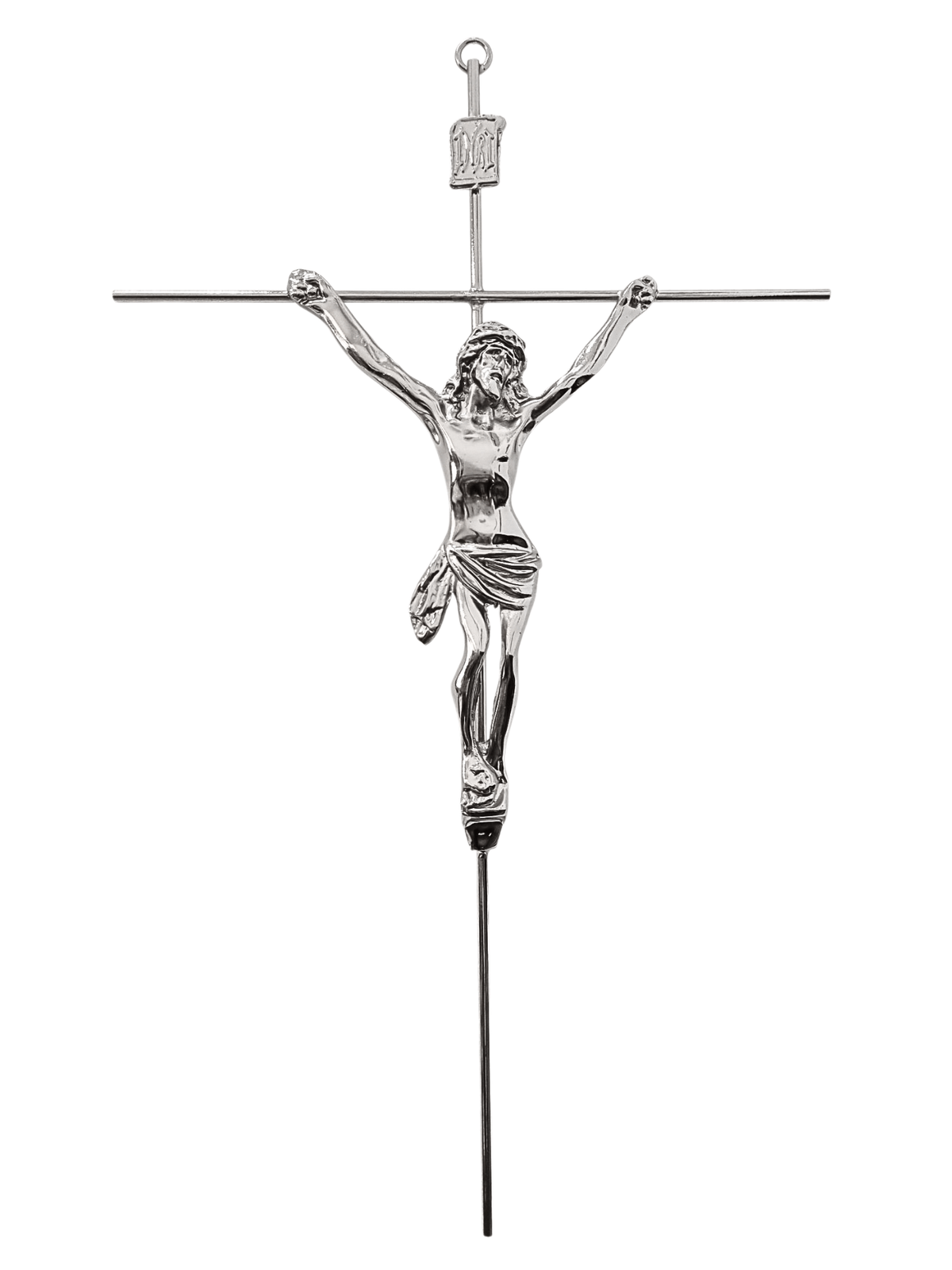 Crucifixo de Aço Galvanizado Prateado 31 cm-TerraCotta Arte Sacra