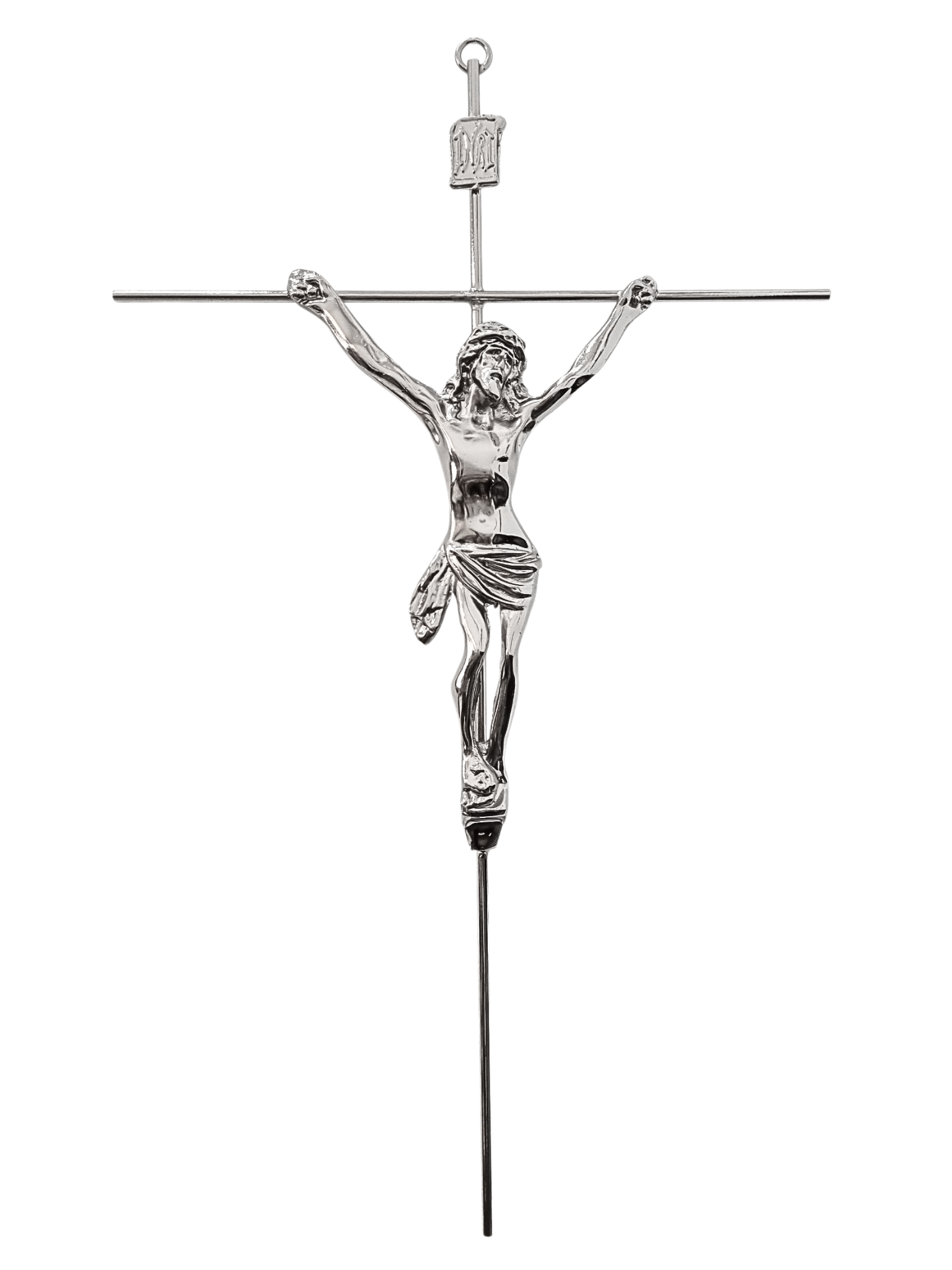 Crucifixo de Aço Galvanizado Prateado 31 cm-TerraCotta Arte Sacra