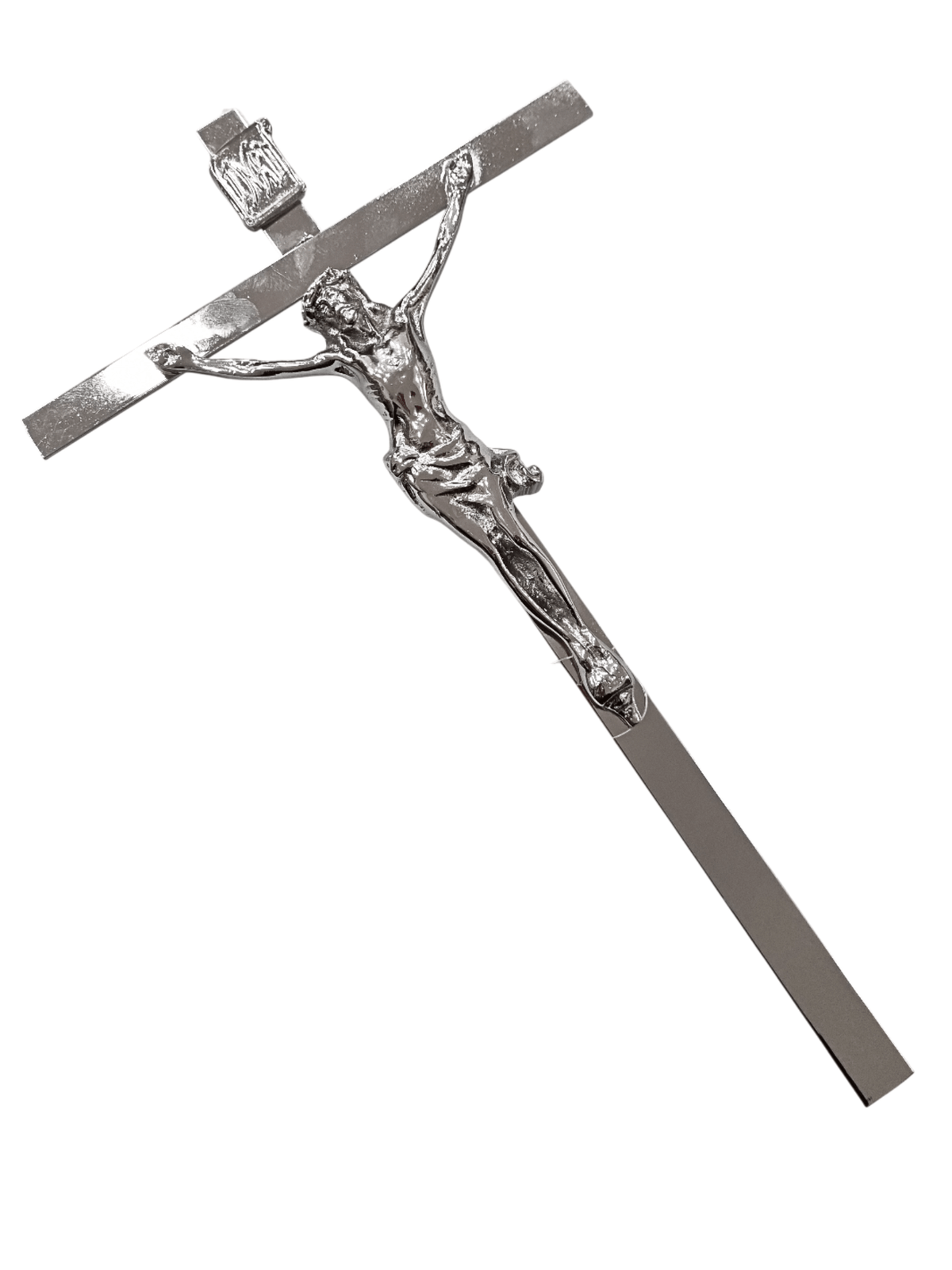 Crucifixo de Aço Galvanizado Prateado 36 cm-TerraCotta Arte Sacra