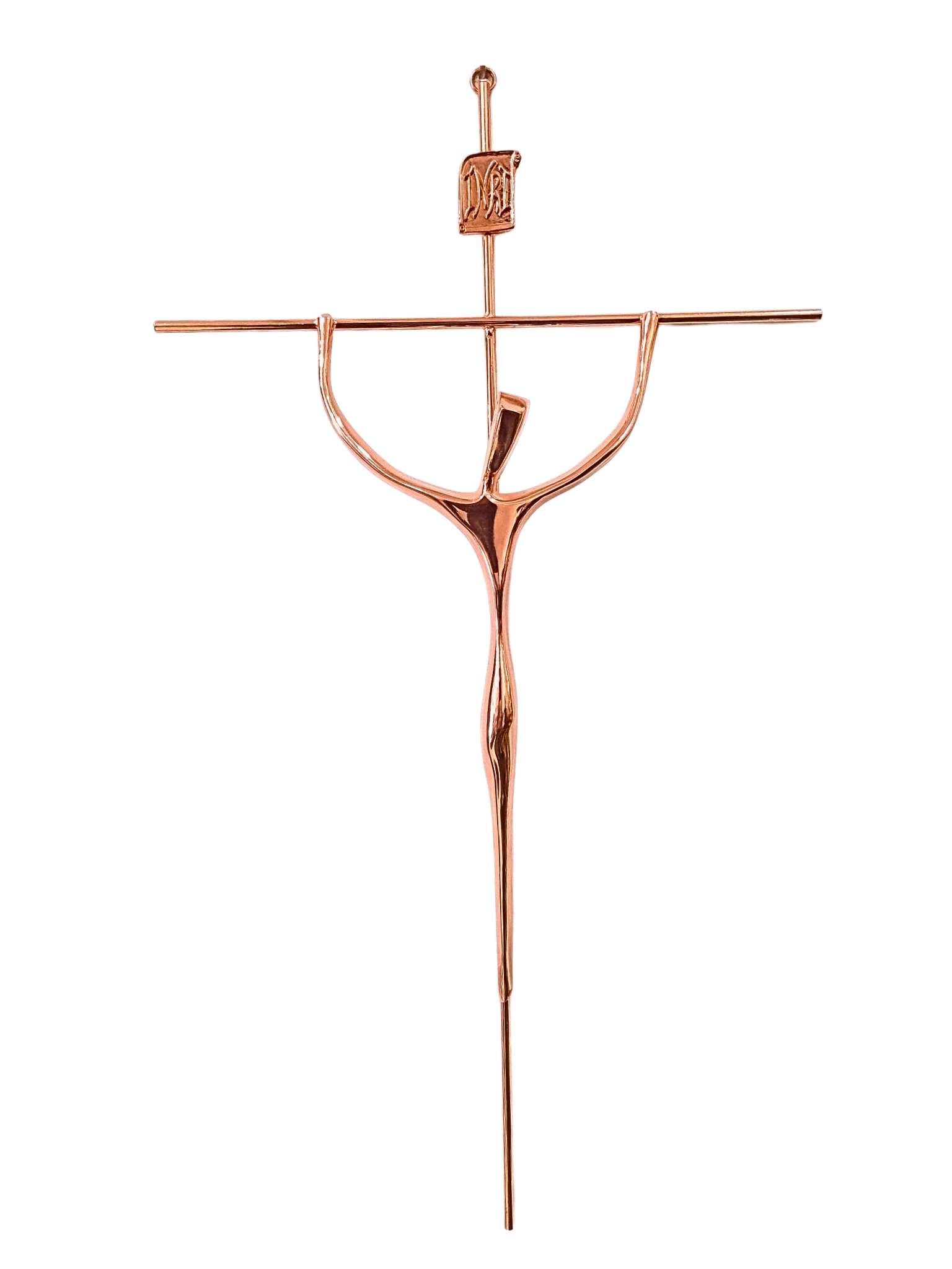 Crucifixo de Madeira e Cristo Aço Galvanizado Cobre 52 cm-TerraCotta Arte Sacra