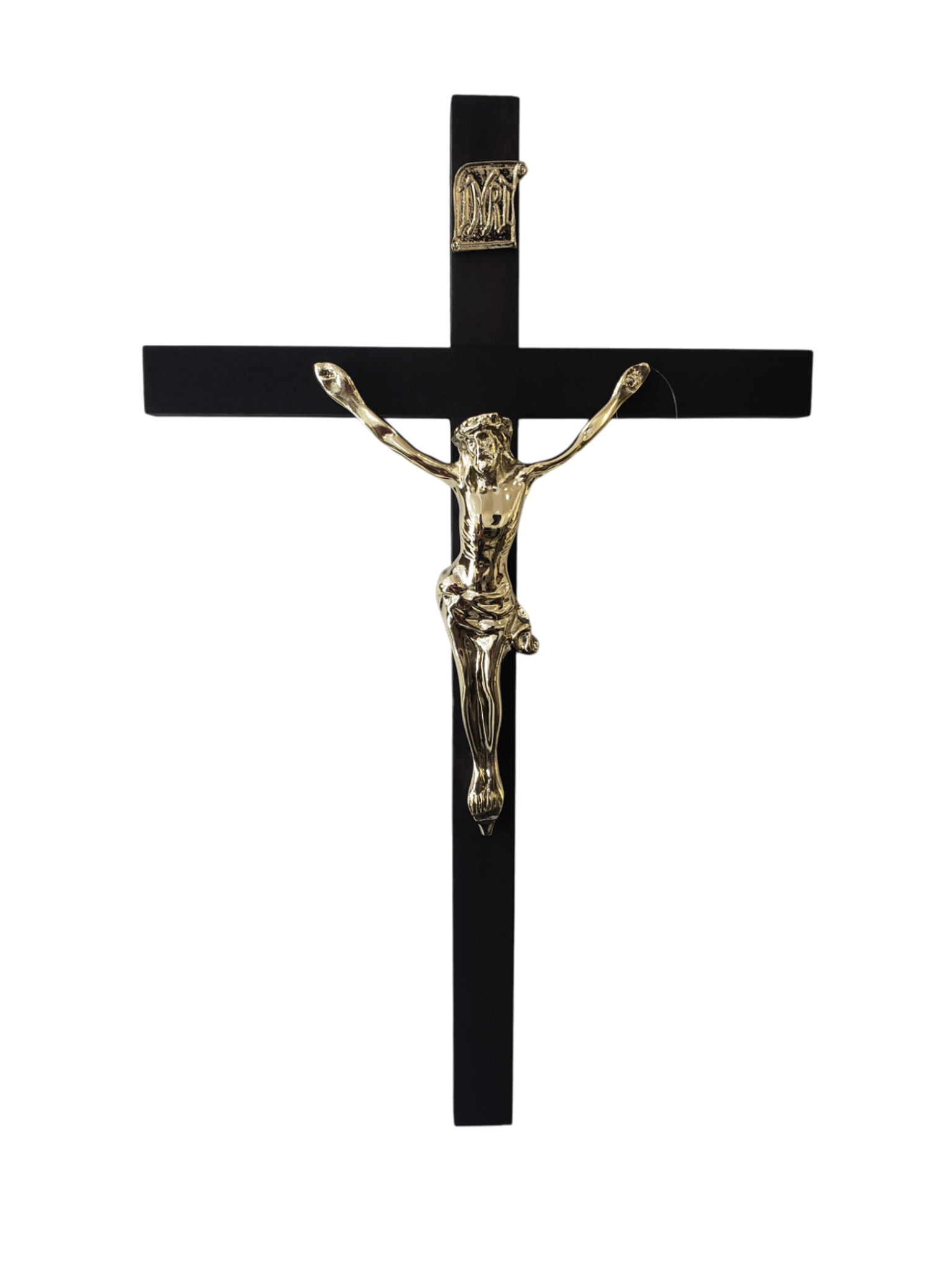 Crucifixo de Madeira e Cristo de Aço Galvanizado 40cm-TerraCotta Arte Sacra