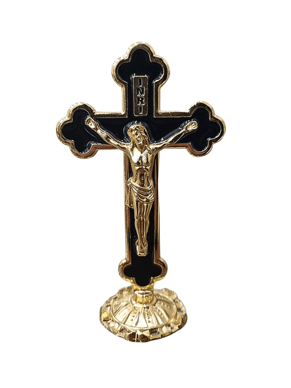 Crucifixo de Mesa Metal Resinado Preto 14,5 cm-TerraCotta Arte Sacra