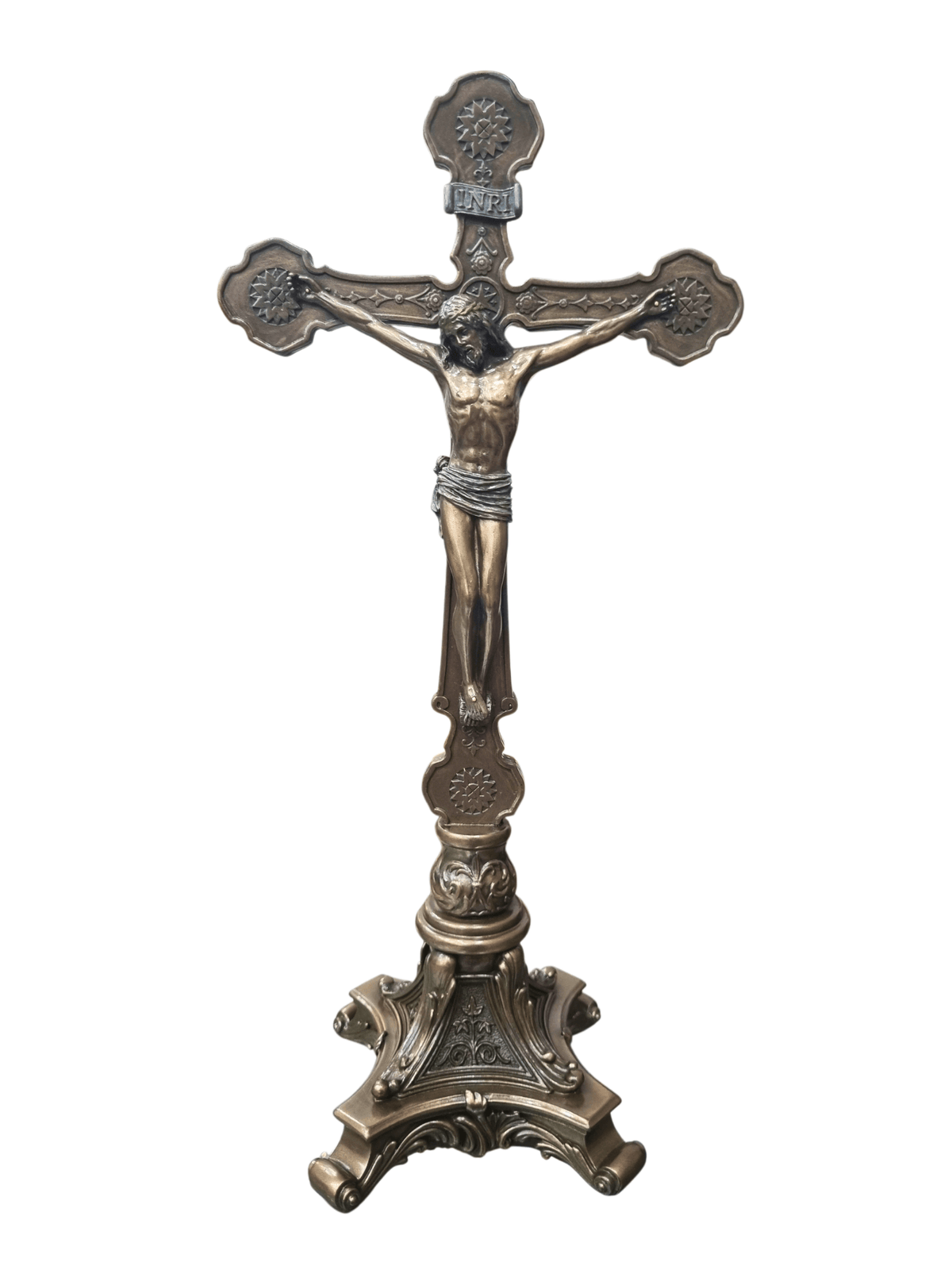 Crucifixo de Mesa com Acabamento em Bronze 33 cm-TerraCotta Arte Sacra