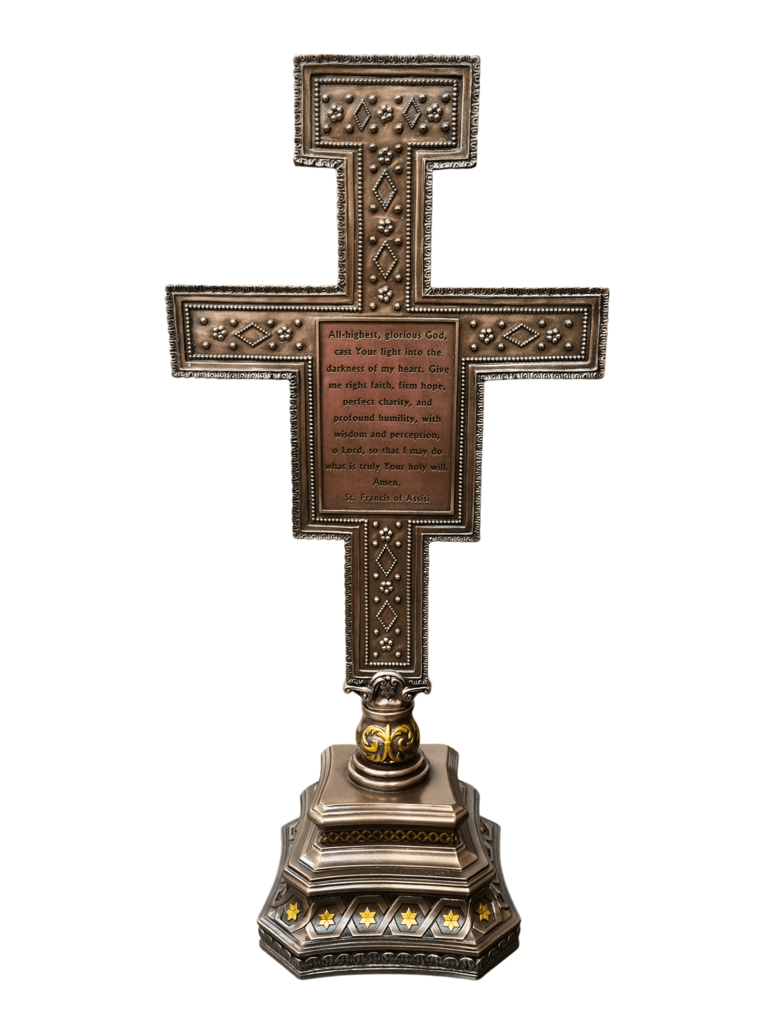 Crucifixo de Mesa de São Damião com Acabamento em Bronze 36 cm-TerraCotta Arte Sacra