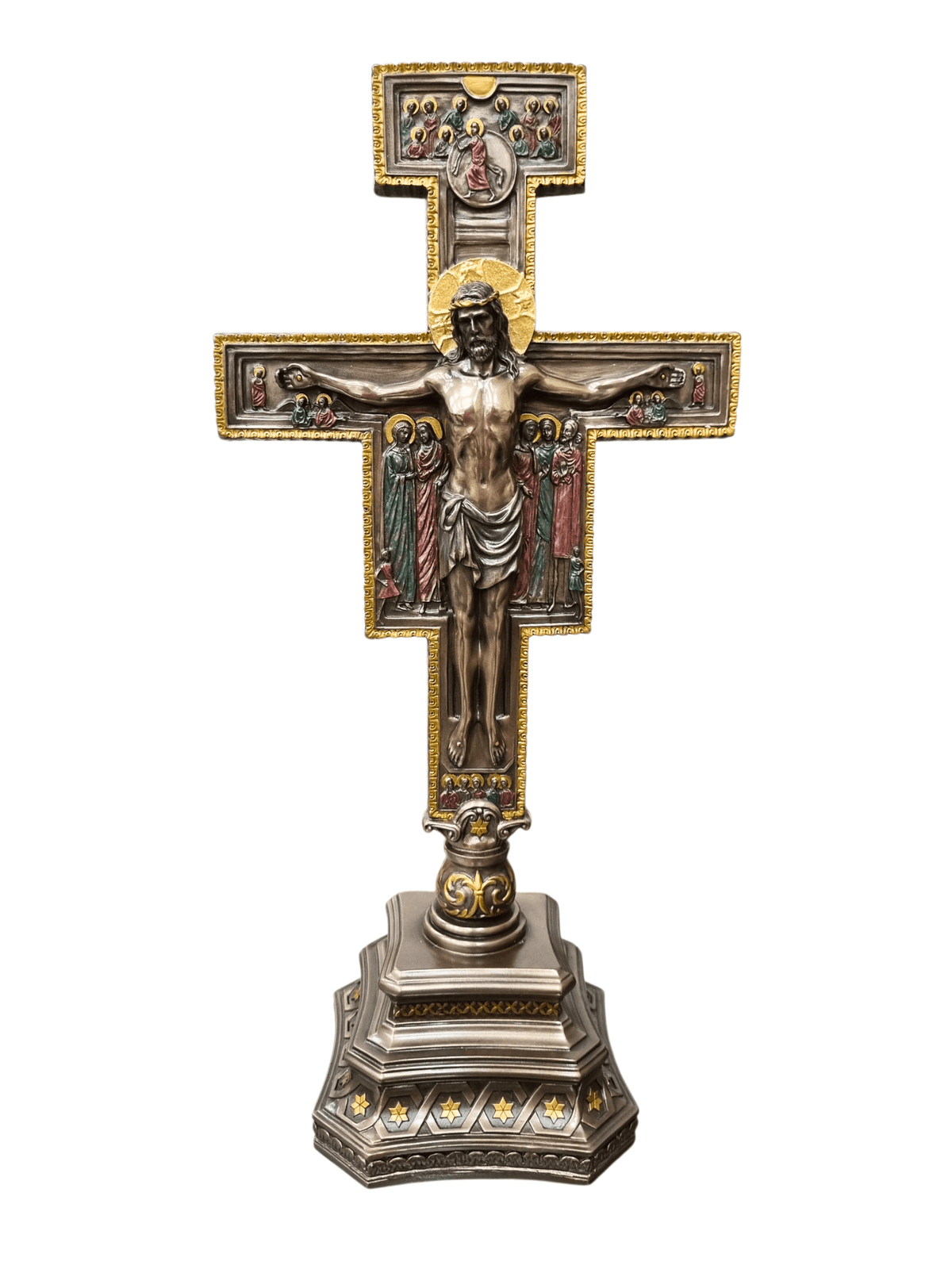 Crucifixo de Mesa de São Damião com Acabamento em Bronze 36 cm-TerraCotta Arte Sacra