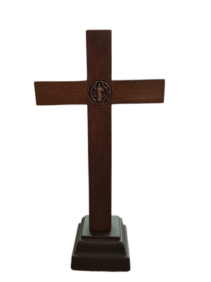 Crucifixo de Mesa em Madeira e Cristo em Metal Ouro Velho 15 cm-TerraCotta Arte Sacra