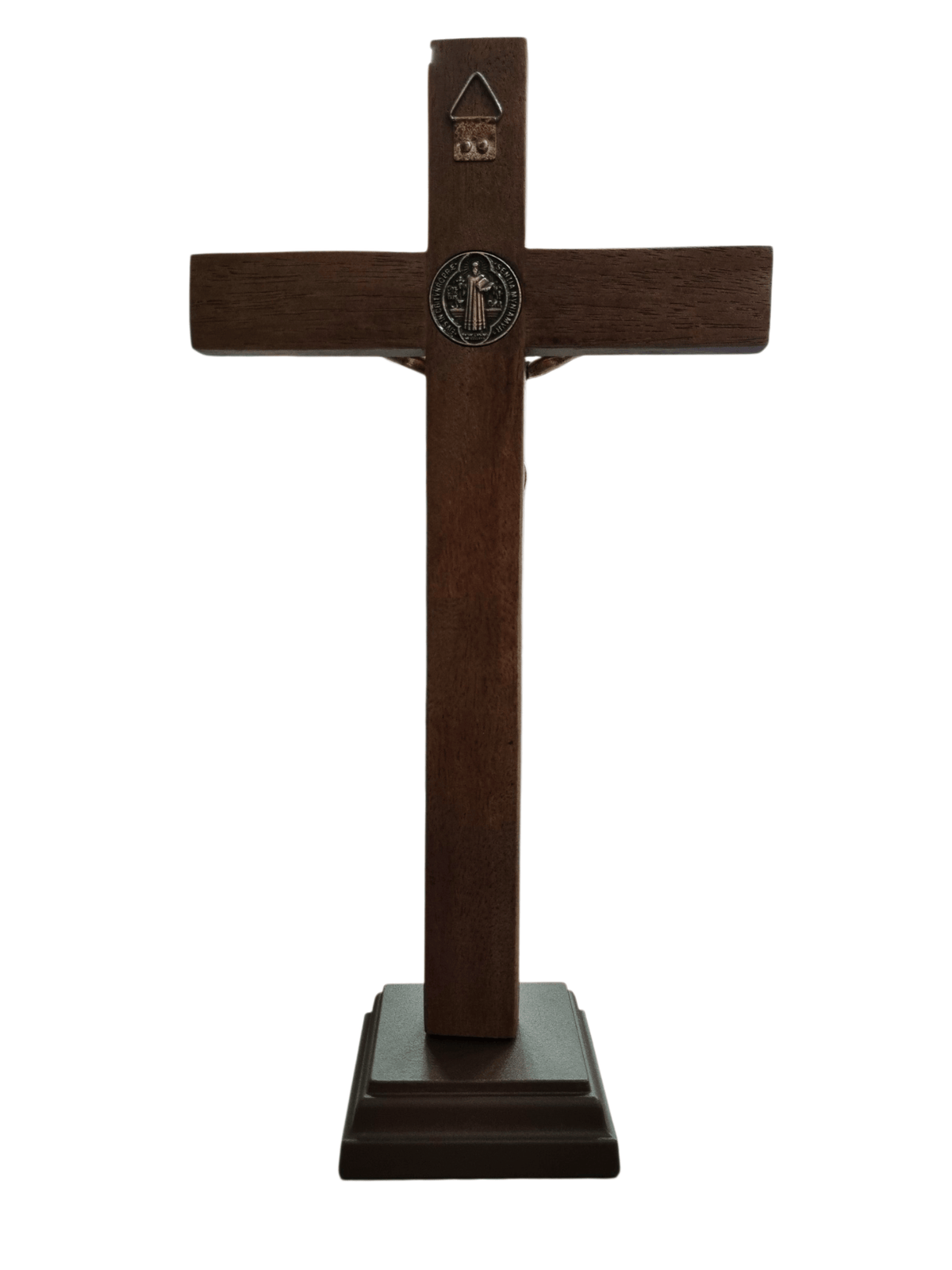 Crucifixo de Mesa em Madeira e Cristo em Metal Ouro Velho 28 cm-TerraCotta Arte Sacra