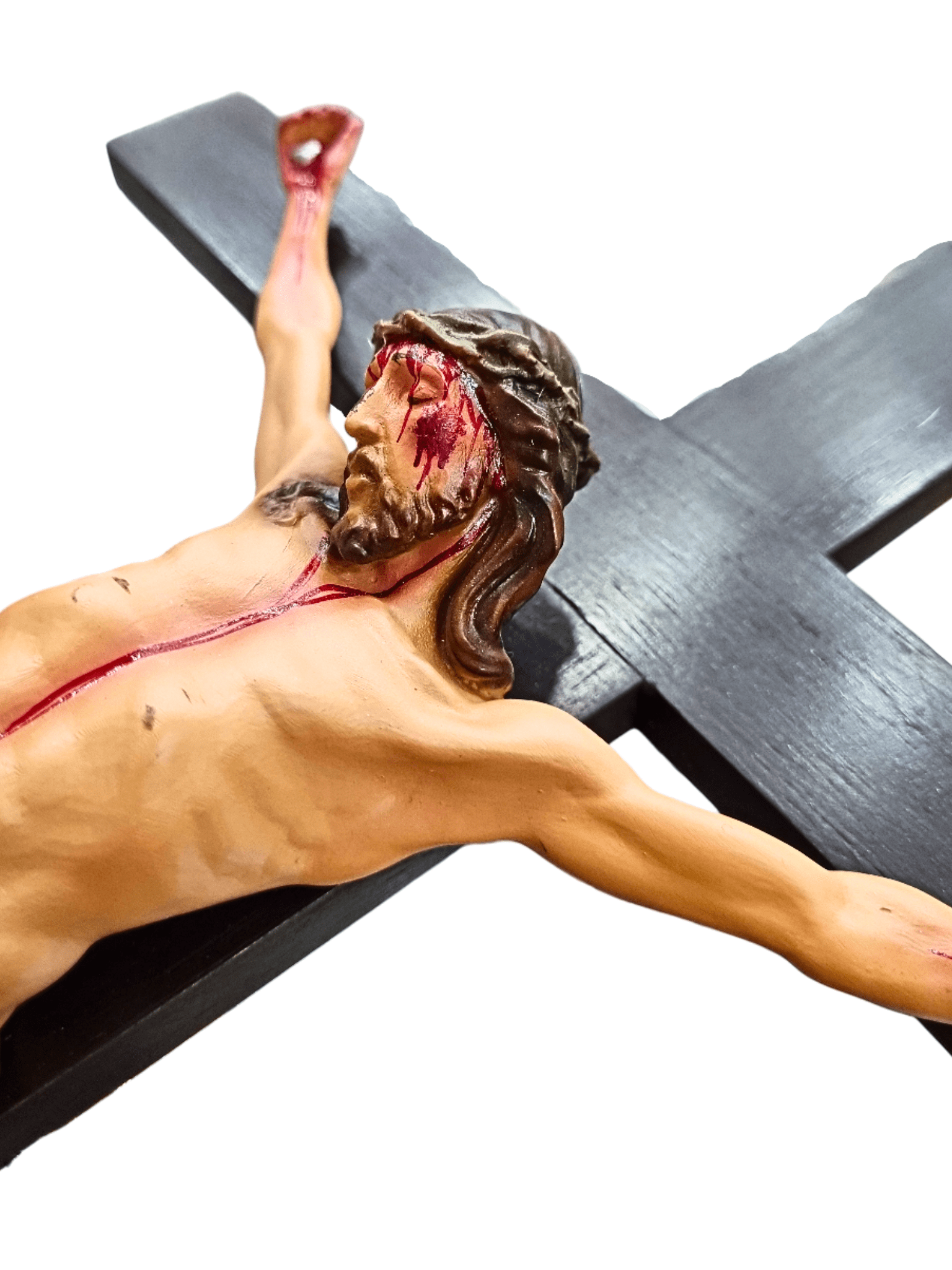 Crucifixo de Parede em Pó de Mármore 58 cm Colorido-TerraCotta Arte Sacra