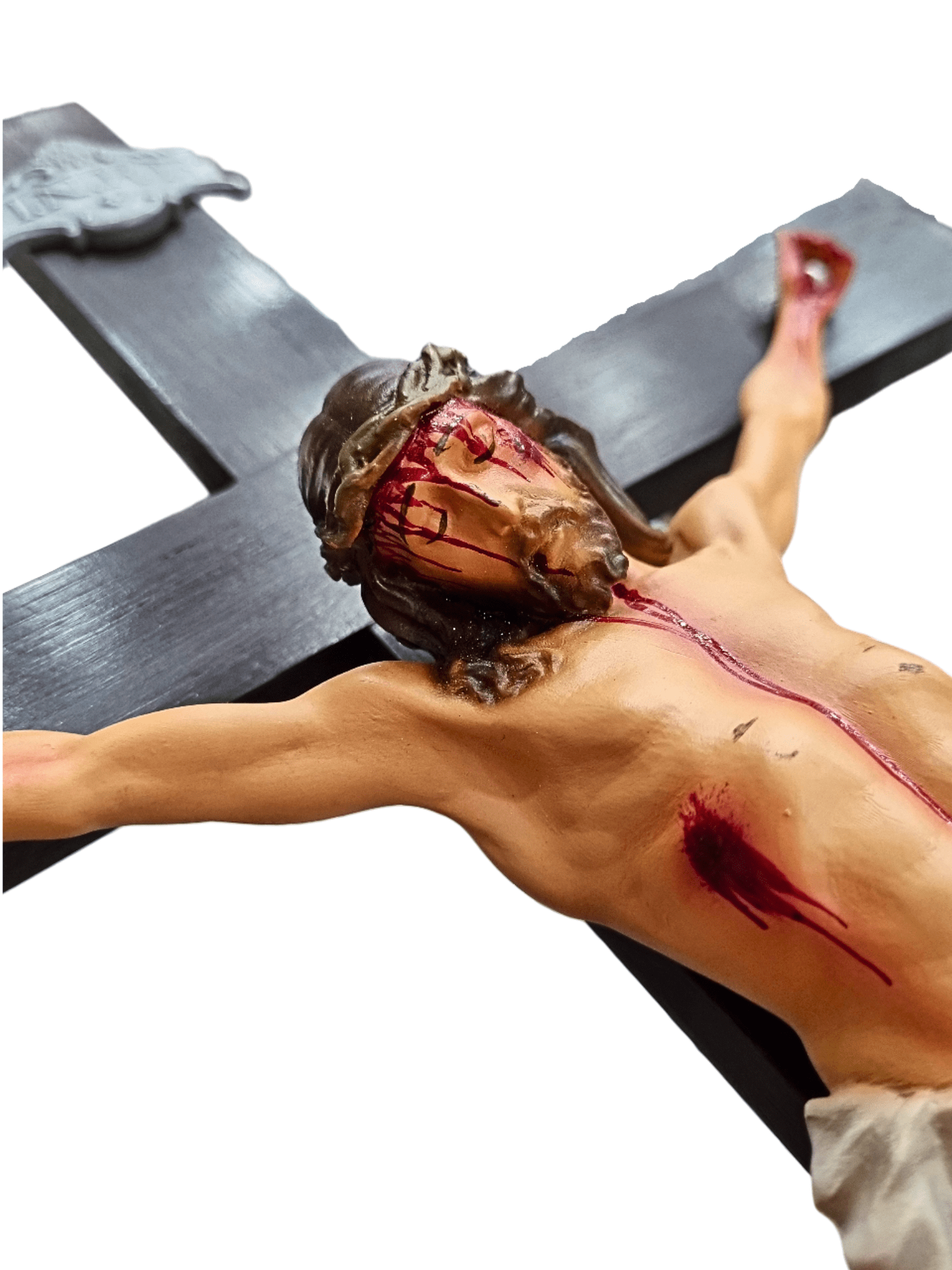 Crucifixo de Parede em Pó de Mármore 58 cm Colorido-TerraCotta Arte Sacra