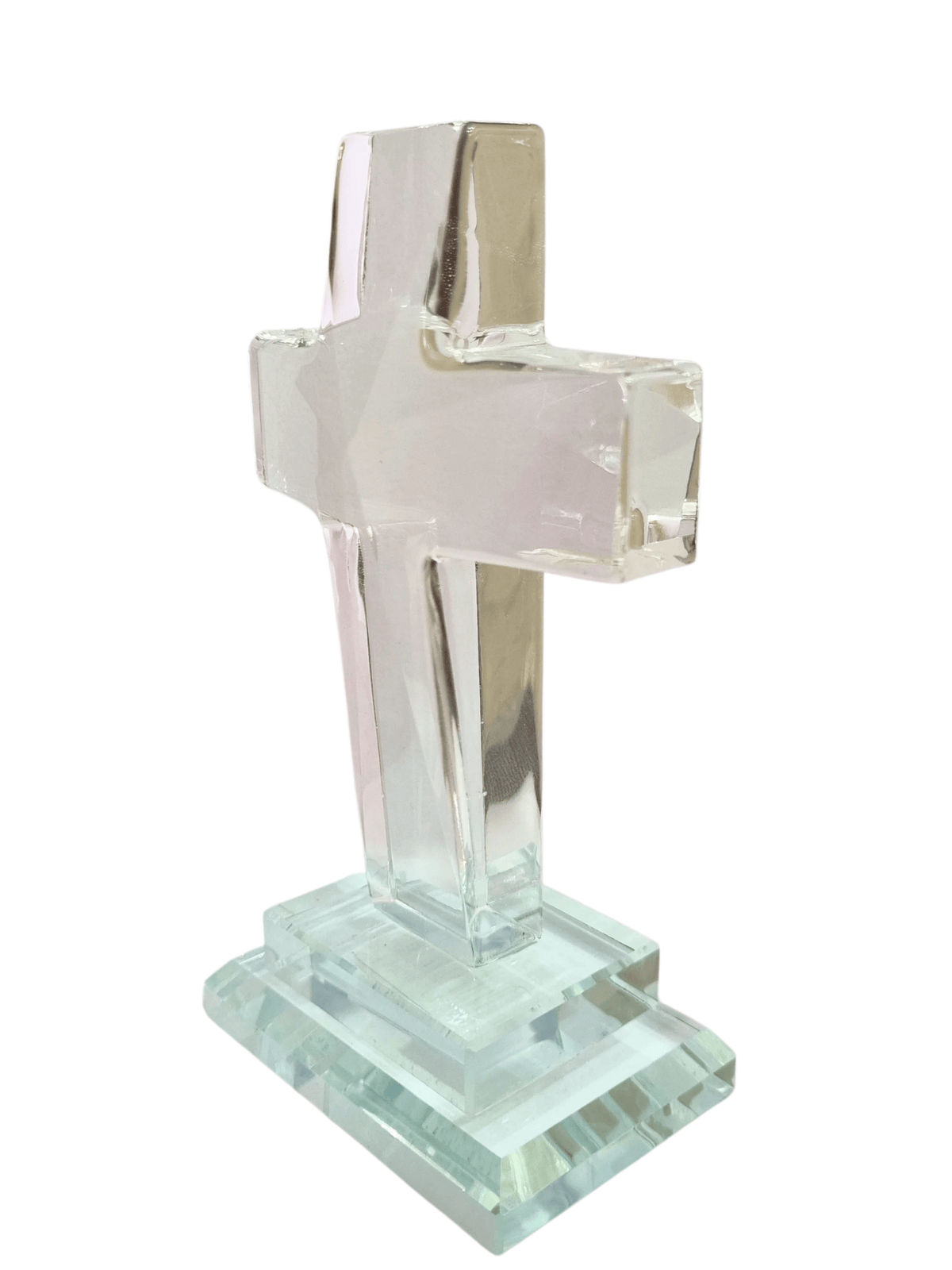 Crucifixo em Cristal de Vidro Lapidado 14 cm-TerraCotta Arte Sacra