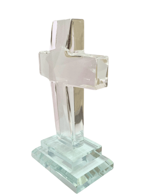 Crucifixo em Cristal de Vidro Lapidado 14 cm-TerraCotta Arte Sacra