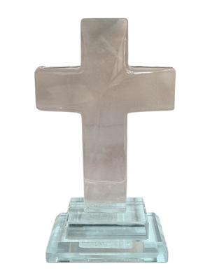 Crucifixo em Cristal de Vidro Lapidado 14 cm-TerraCotta Arte Sacra
