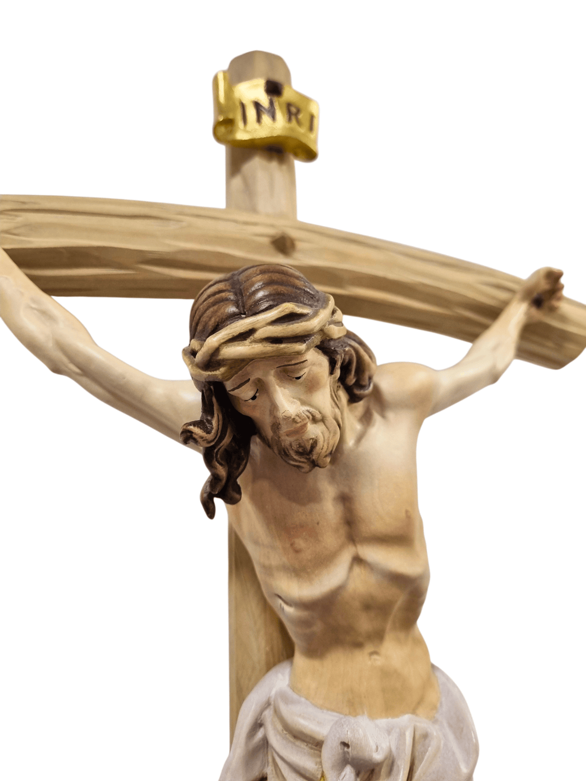 Crucifixo em Madeira Italiana Vestia Branca 70 cm-TerraCotta Arte Sacra