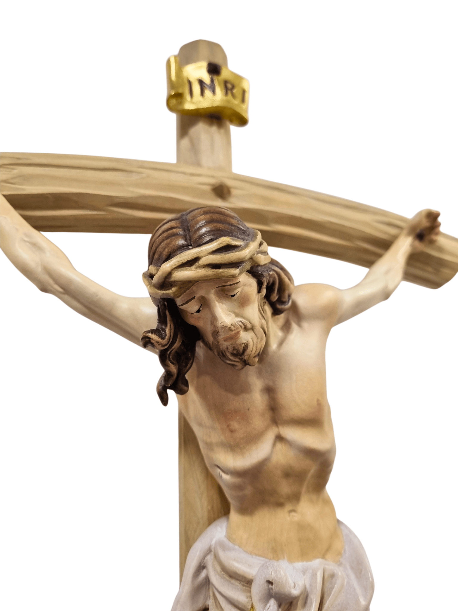 Crucifixo em Madeira Italiana Vestia Branca 70 cm-TerraCotta Arte Sacra