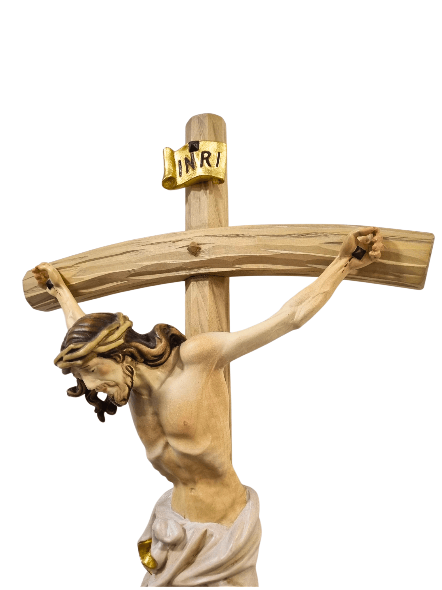 Crucifixo em Madeira Italiana Vestia Branca 70 cm-TerraCotta Arte Sacra
