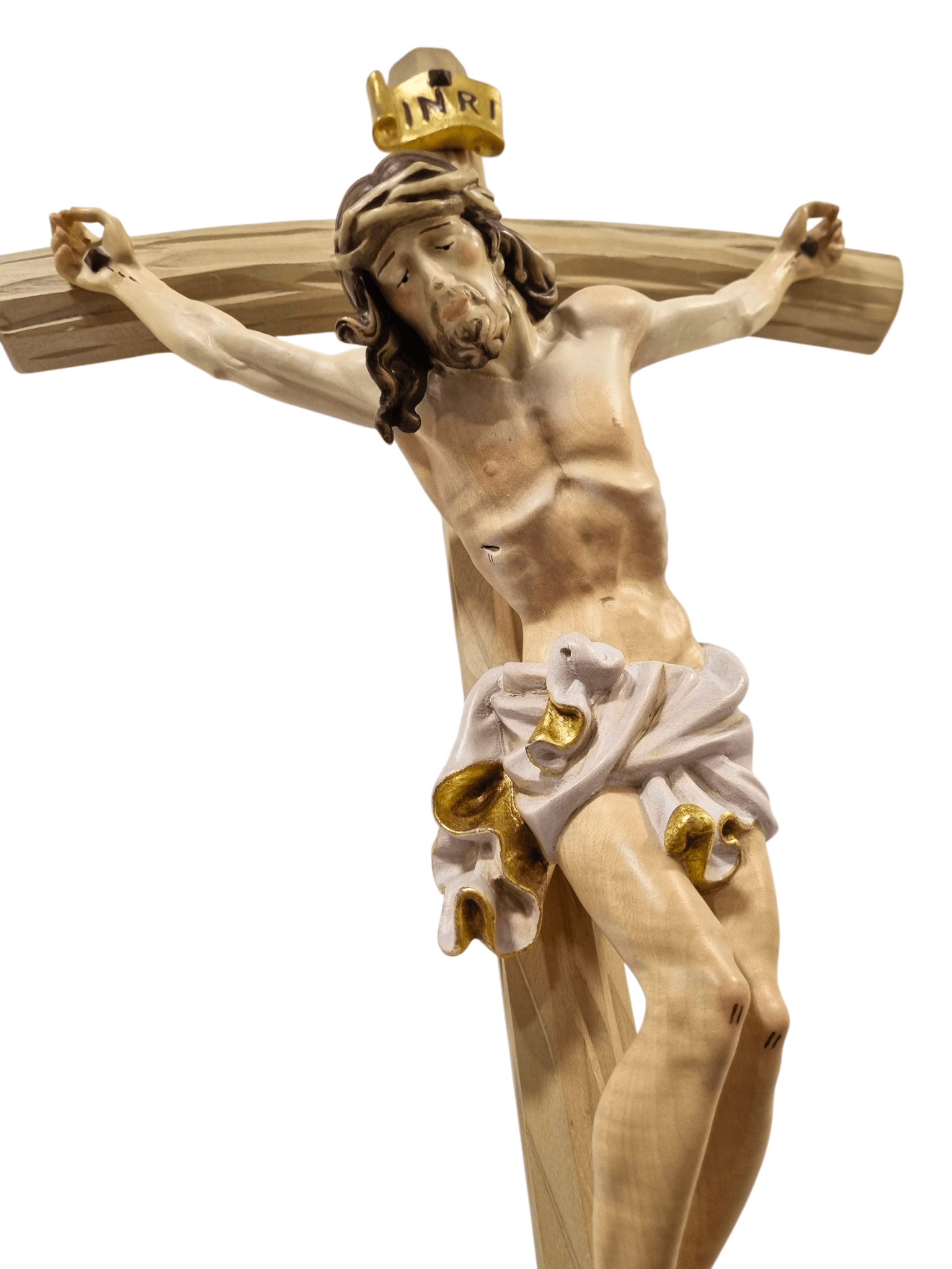 Crucifixo em Madeira Italiana Vestia Branca 70 cm-TerraCotta Arte Sacra