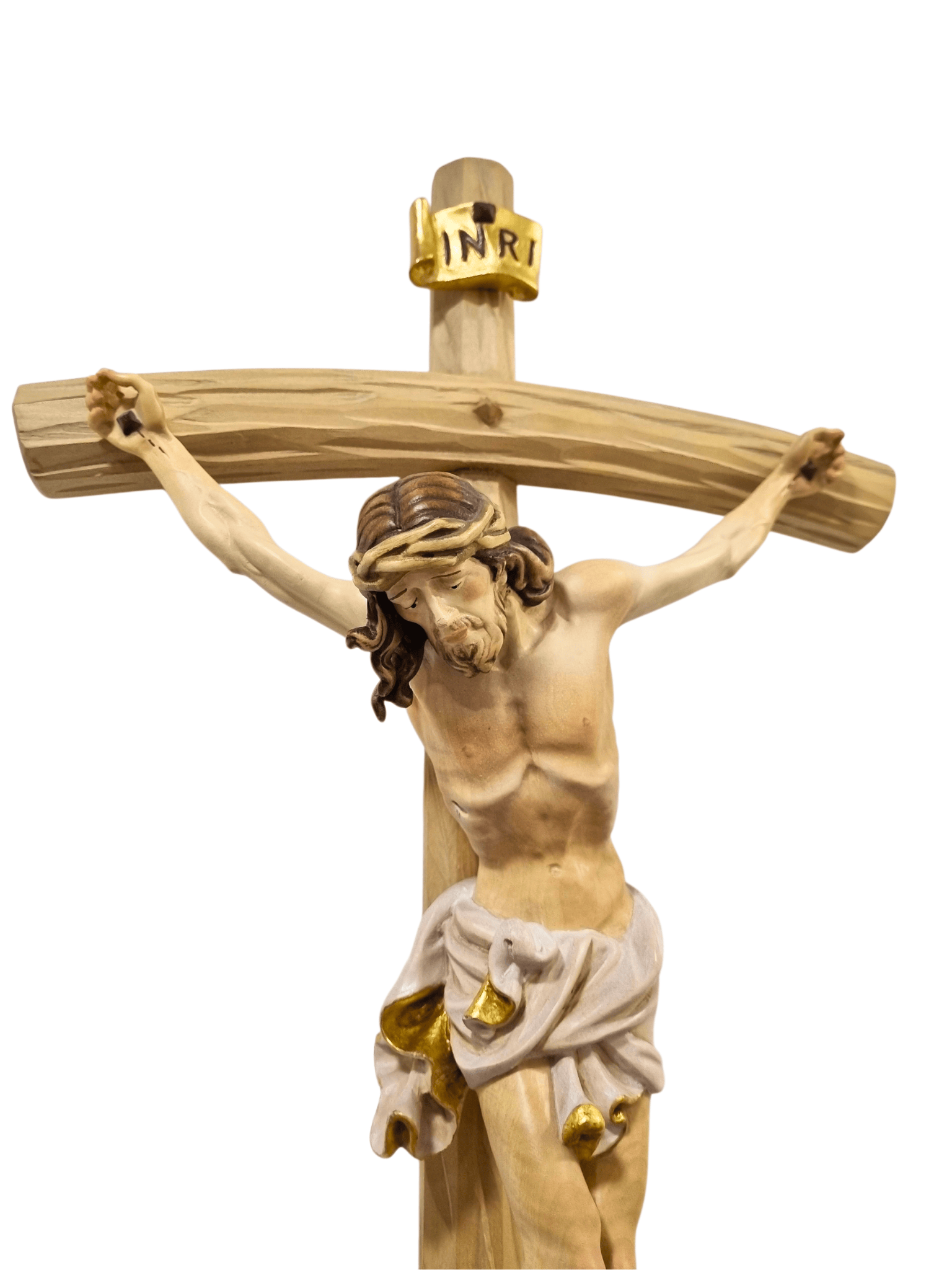 Crucifixo em Madeira Italiana Vestia Branca 70 cm-TerraCotta Arte Sacra