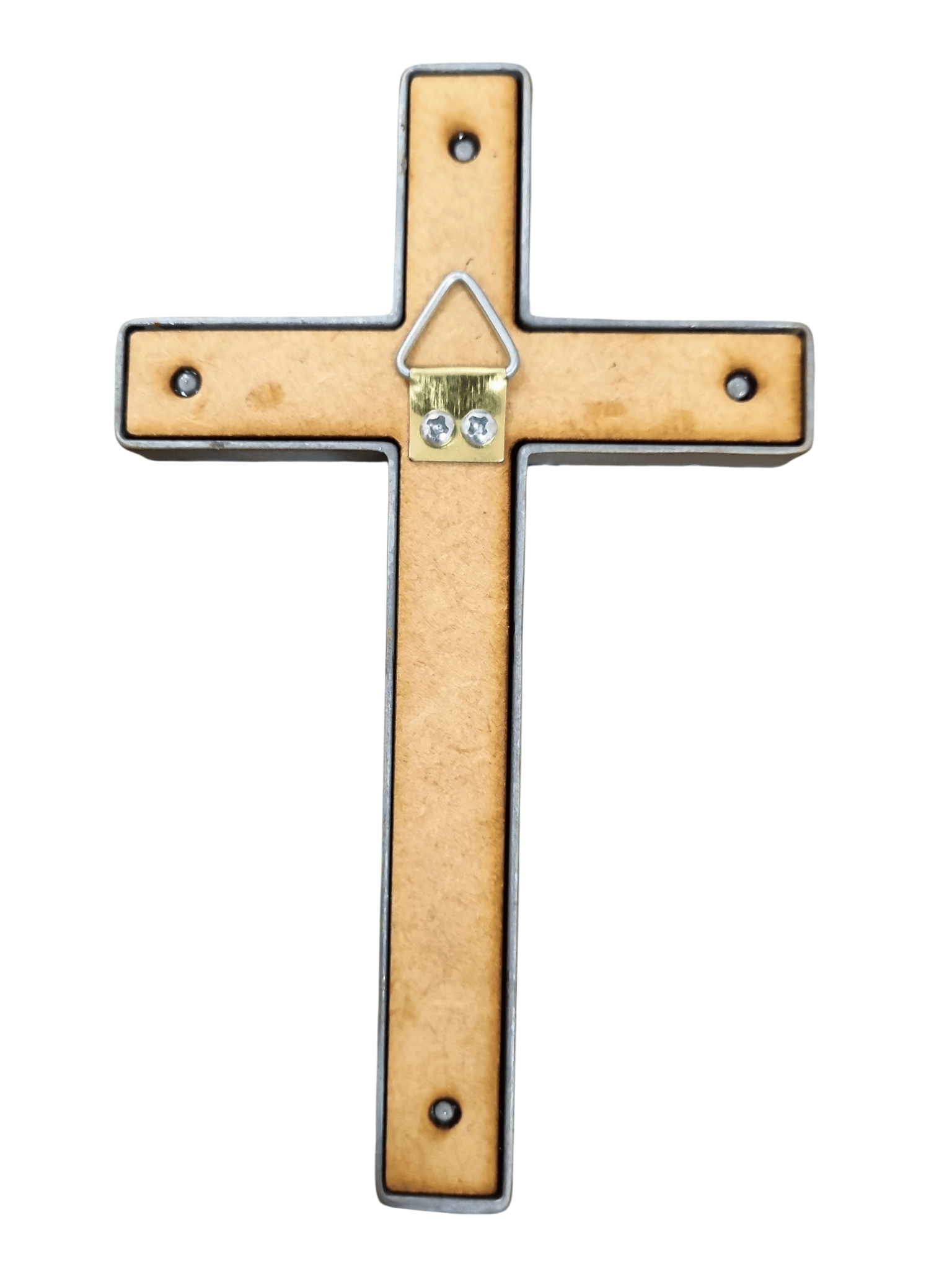 Crucifixo em Madeira com Cristo em Metal Prata Velha 13 cm-TerraCotta Arte Sacra