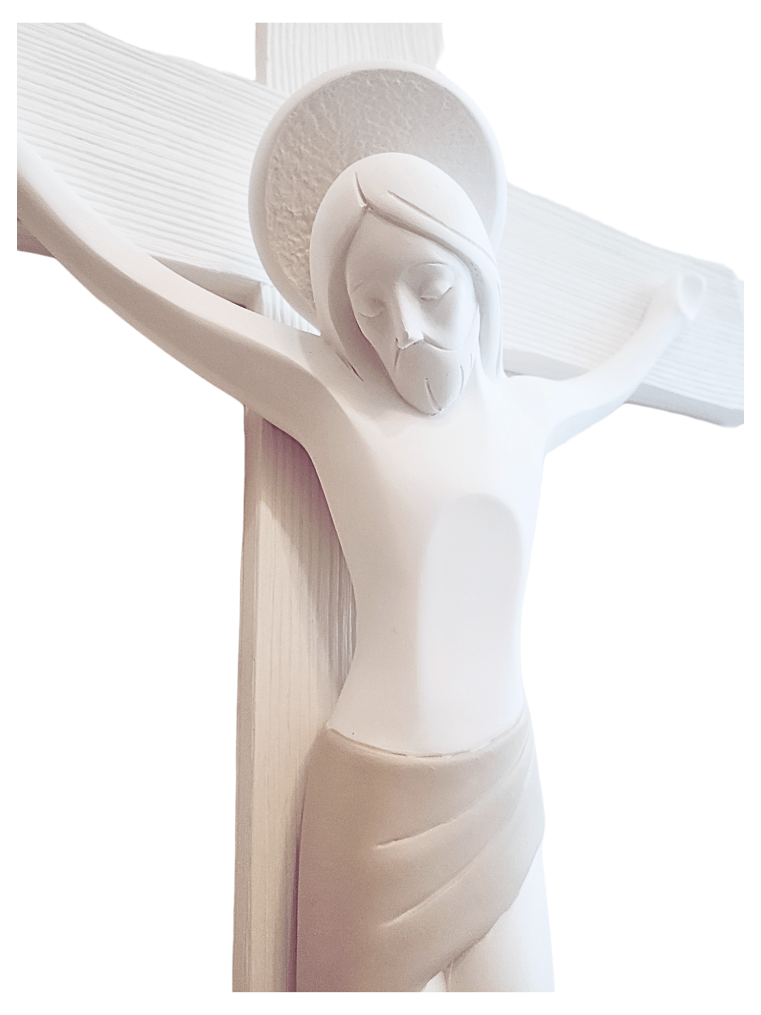 Crucifixo em Madeira com Cristo em Pó de Mármore 48 cm x 28 cm-TerraCotta Arte Sacra