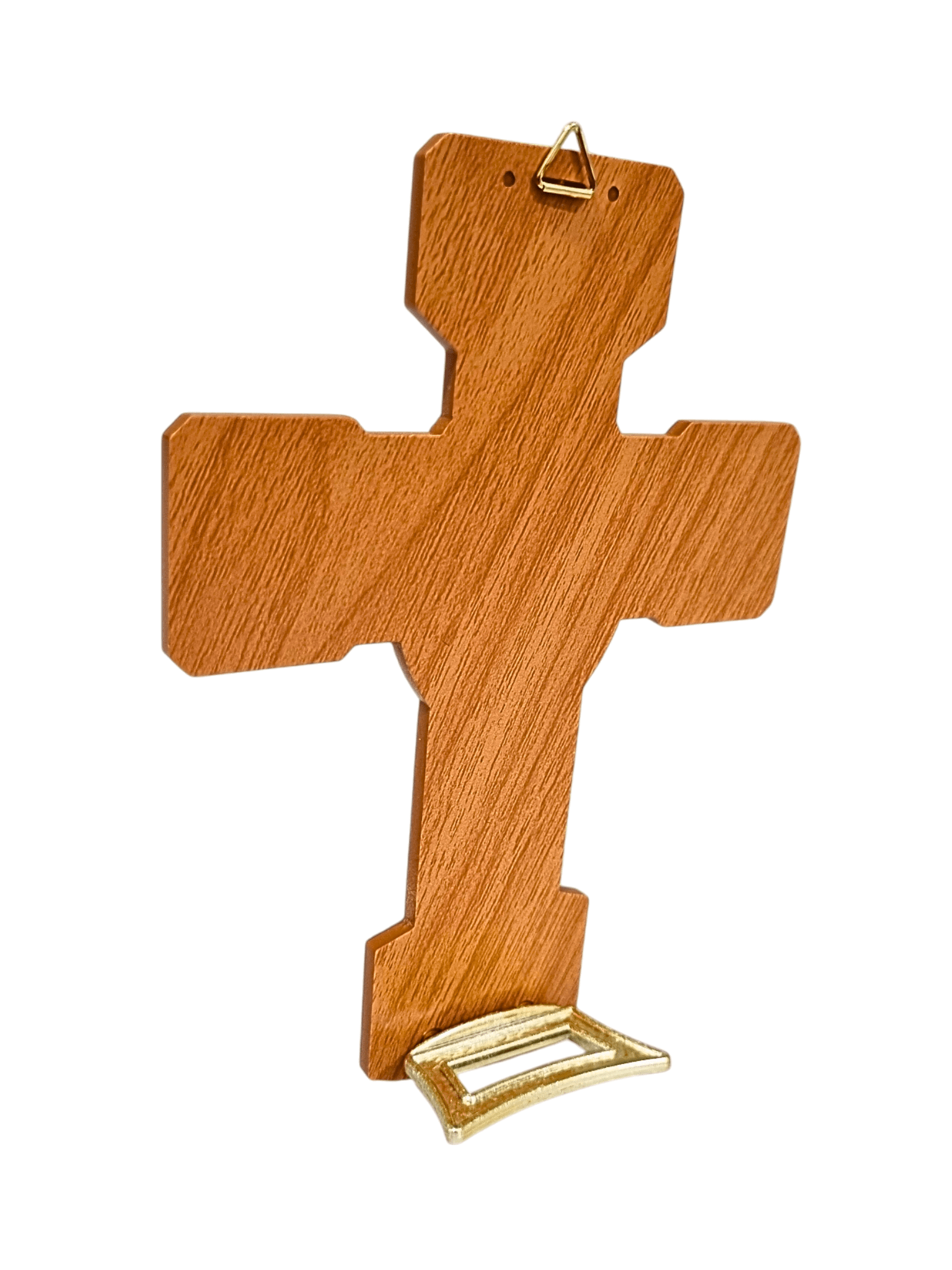 Cruz Italiana em Madeira Primeira Eucaristia com Base-TerraCotta Arte Sacra