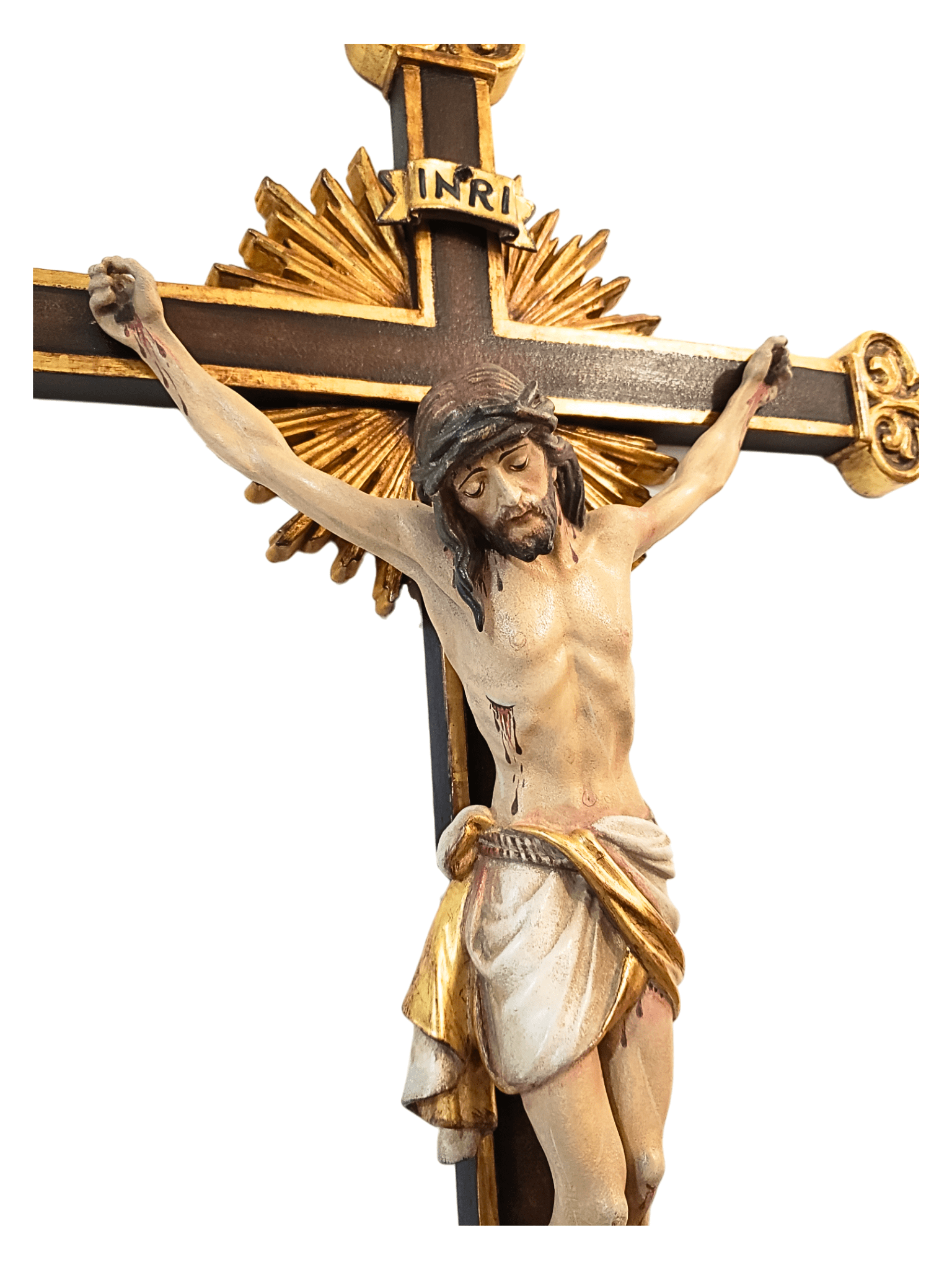 Cruz barroca de Cristo Siena com Raios 98x40cm-TerraCotta Arte Sacra