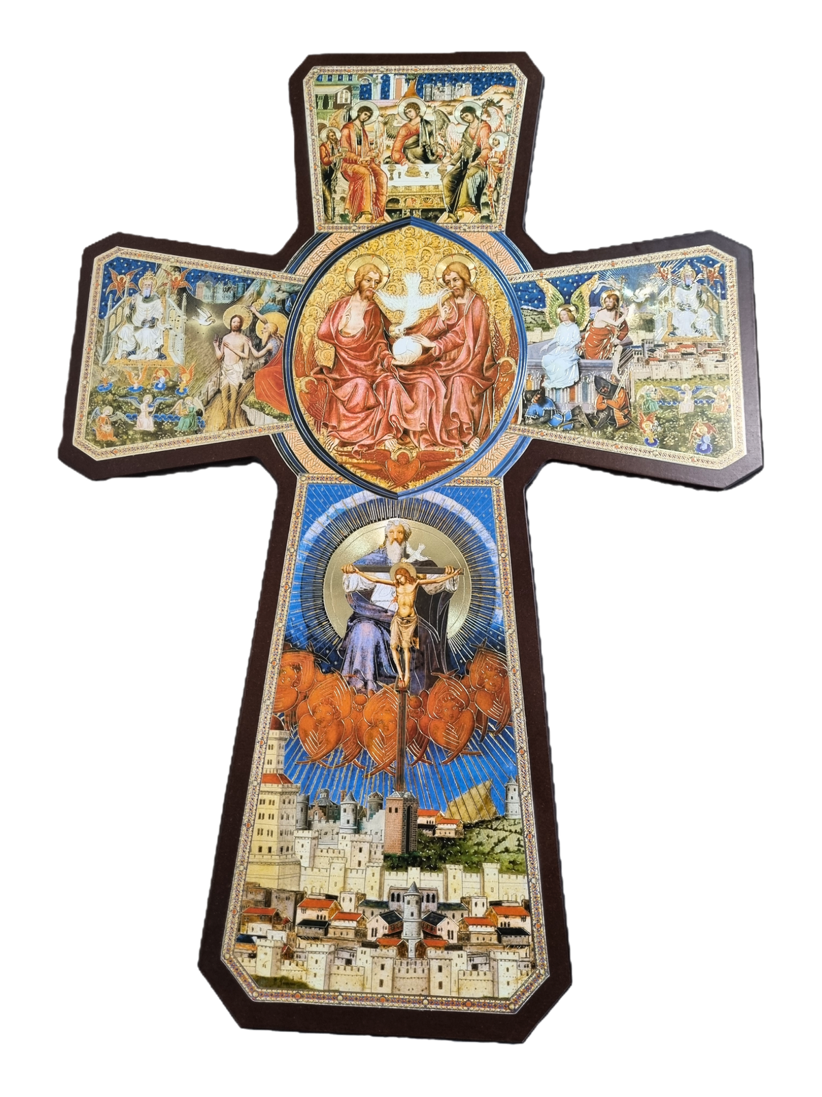 Cruz da Santíssima Trindade em Madeira Italiana-TerraCotta Arte Sacra