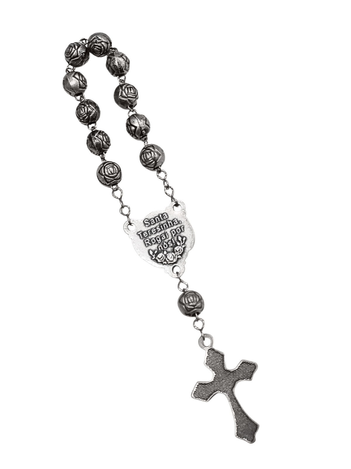 Dezena Santa Teresinha de Inox com Contas de Rosas-TerraCotta Arte Sacra