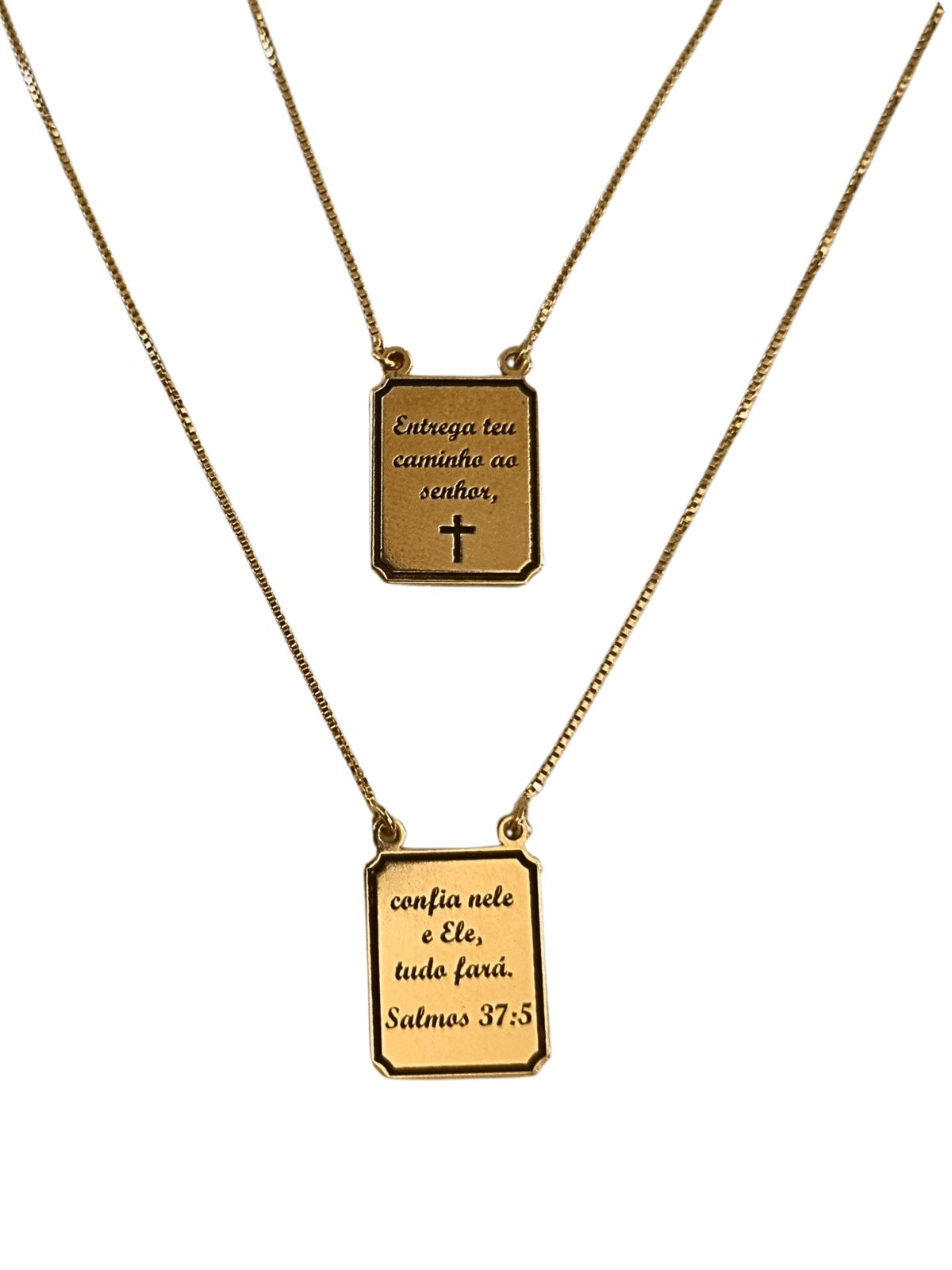Escapulário Salmo em Prata de Lei 925 e Banho de Ouro 18 K-TerraCotta Arte Sacra