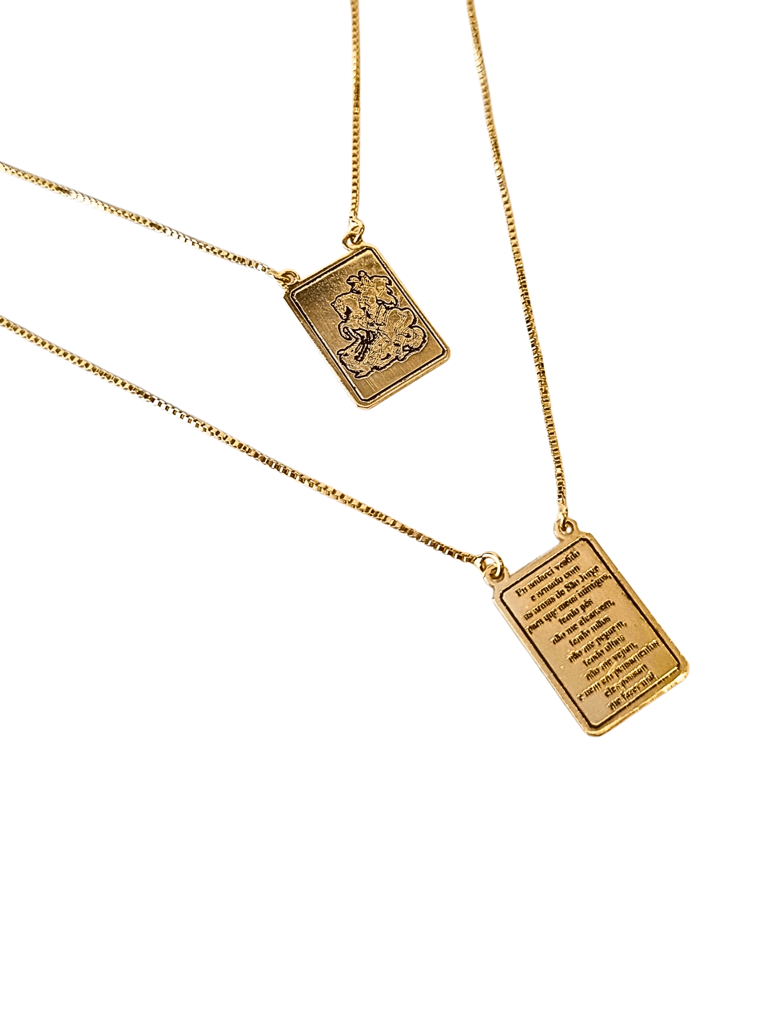 Escapulário de São Jorge com Oração em Prata de Lei 925 e Banho de Ouro 18 K-TerraCotta Arte Sacra