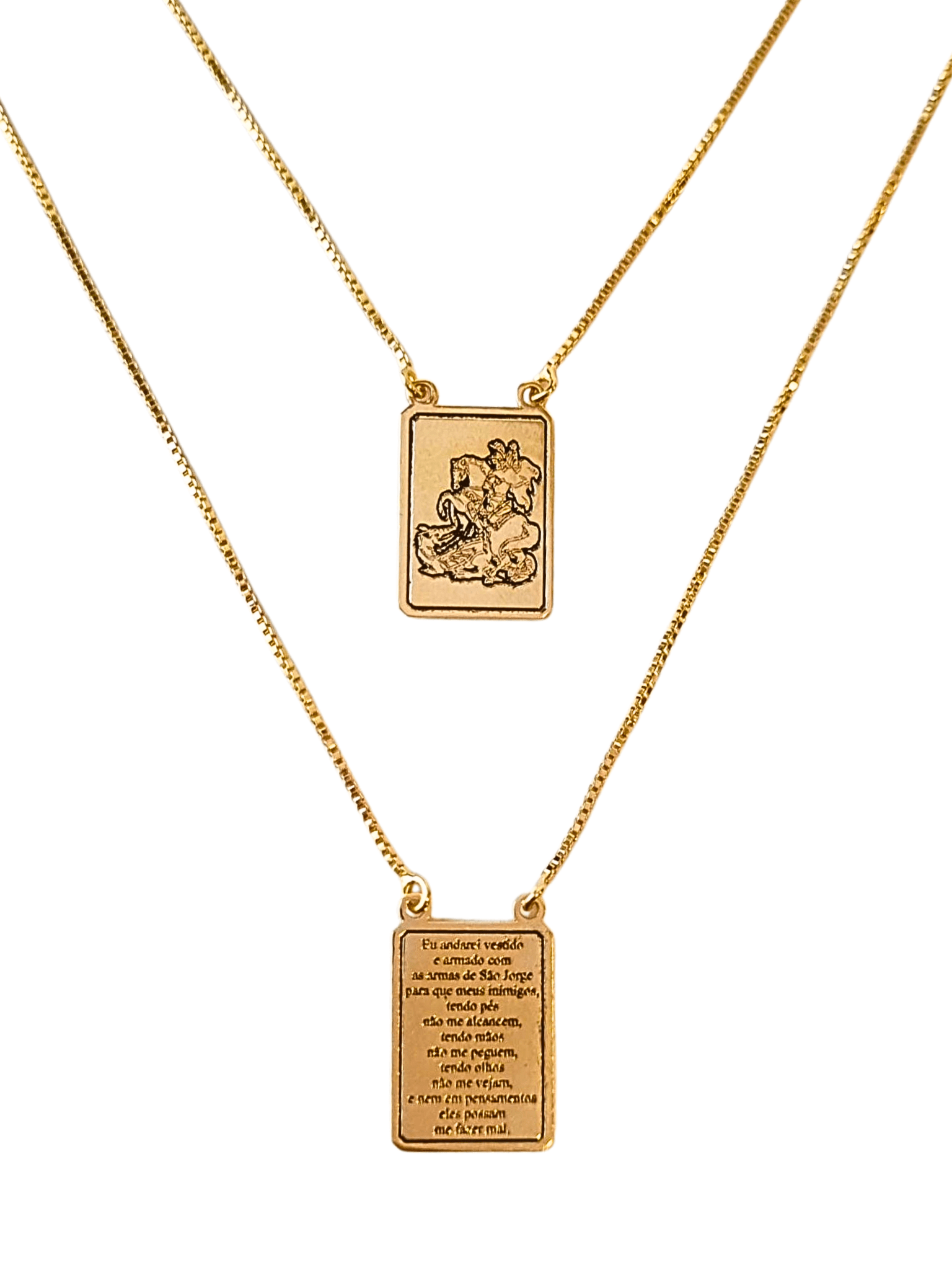 Escapulário de São Jorge com Oração em Prata de Lei 925 e Banho de Ouro 18 K-TerraCotta Arte Sacra