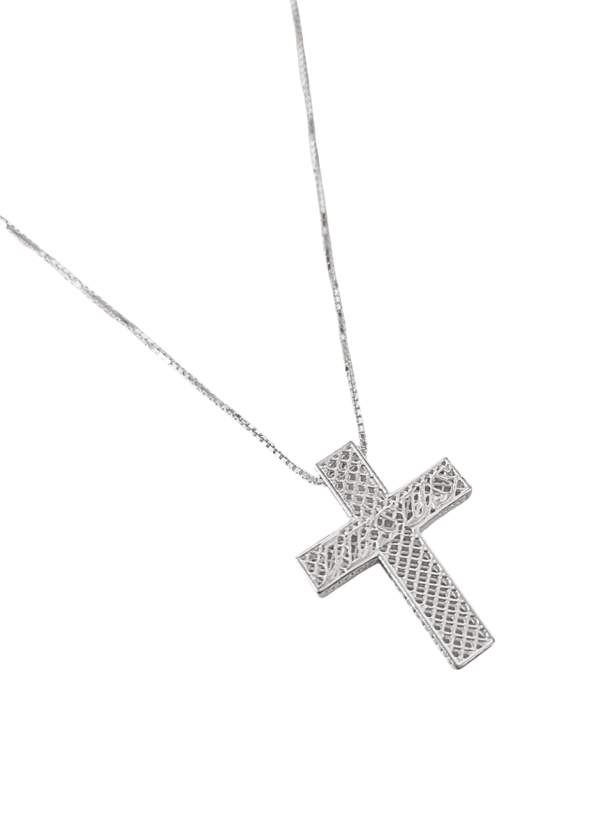 Gargantilha Cruz Vazada com Escrita "Jesus" em Prata de Lei 925-TerraCotta Arte Sacra