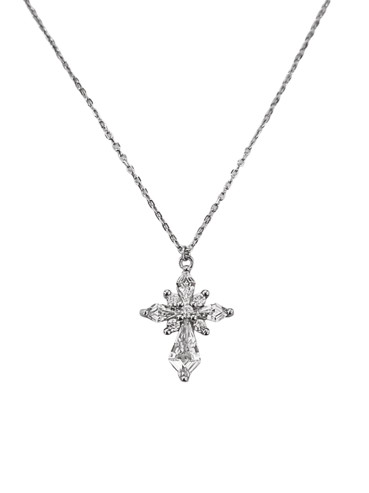 Gargantilha Cruz com Zircônias em Prata de Lei 925-TerraCotta Arte Sacra