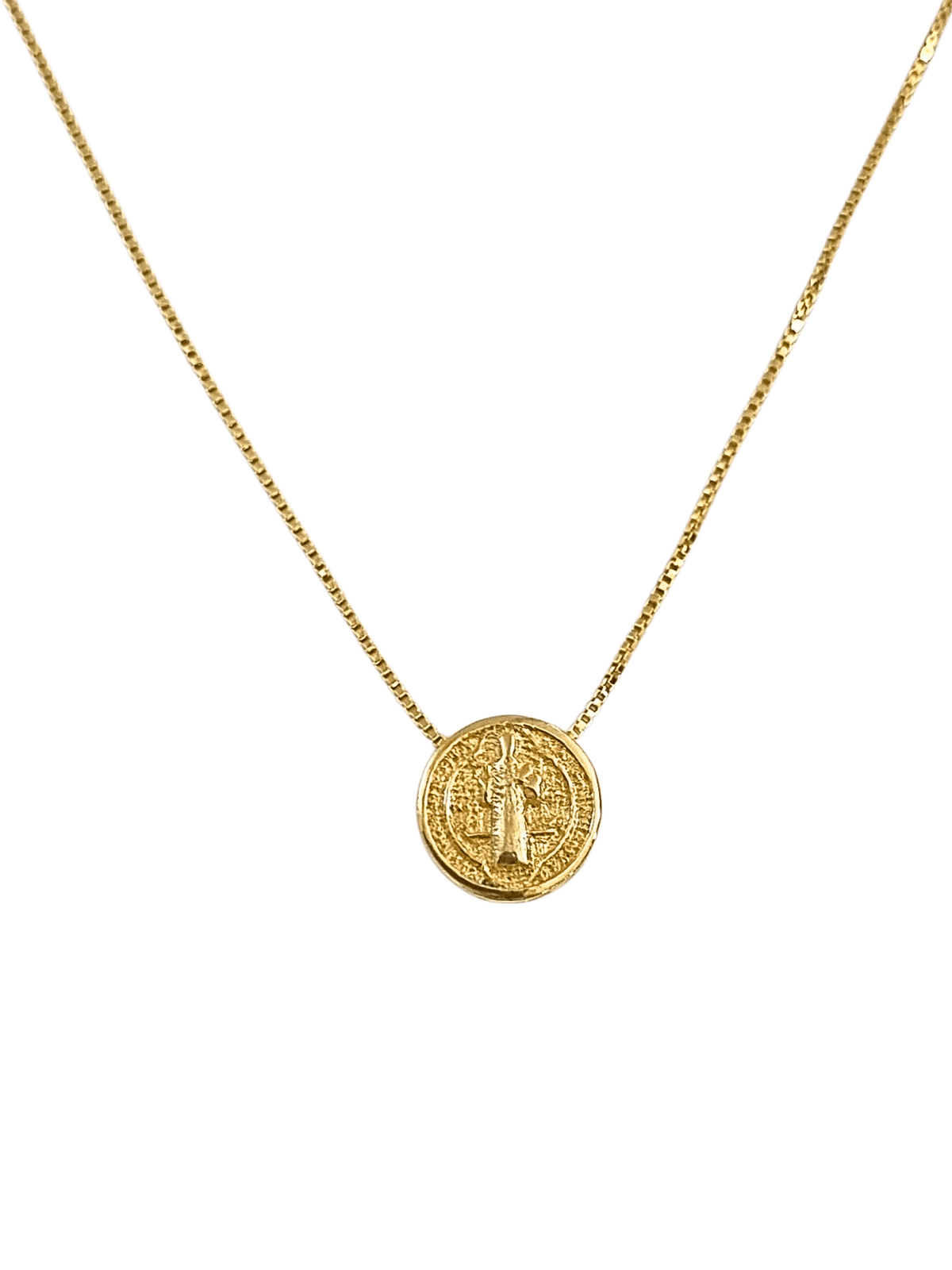 Gargantilha Medalha de São Bento Dupla Face em Prata de Lei 925 e Banho de Ouro 18 K-TerraCotta Arte Sacra
