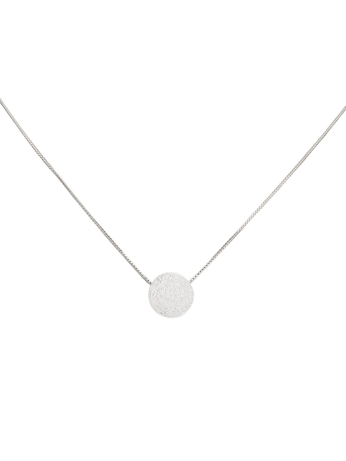 Gargantilha Medalha de São Bento em Madrepérola com Corrente em Prata de Lei 925-TerraCotta Arte Sacra