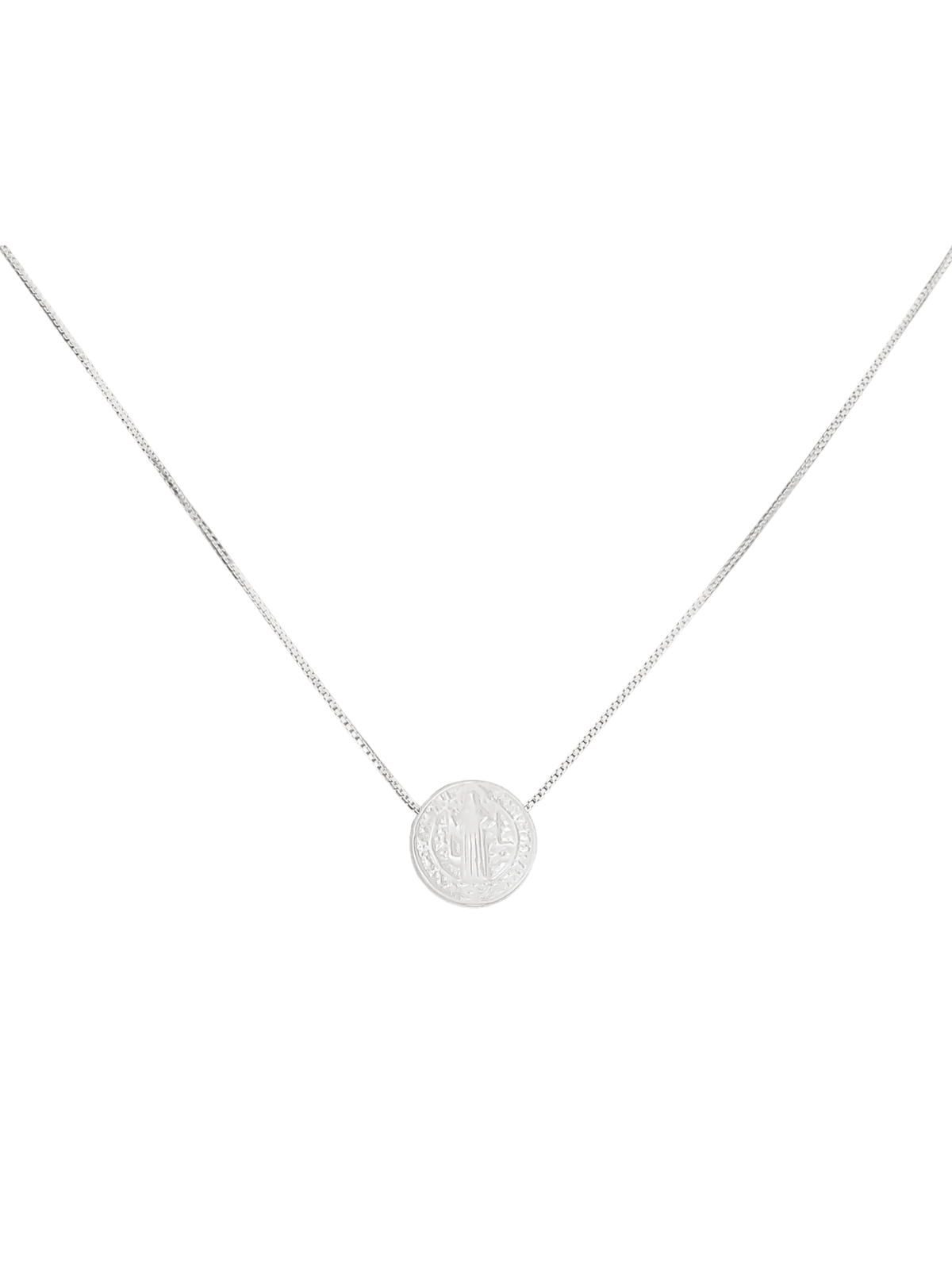 Gargantilha Medalha de São Bento em Madrepérola com Corrente em Prata de Lei 925-TerraCotta Arte Sacra