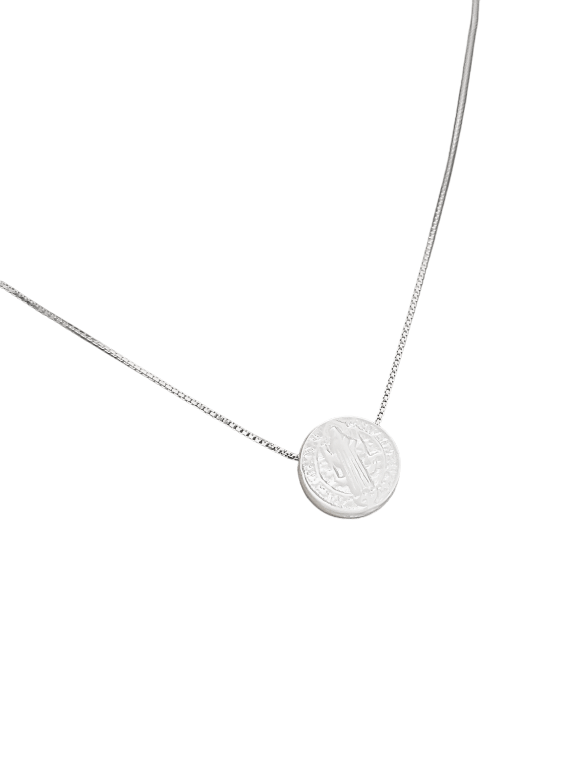 Gargantilha Medalha de São Bento em Madrepérola com Corrente em Prata de Lei 925-TerraCotta Arte Sacra