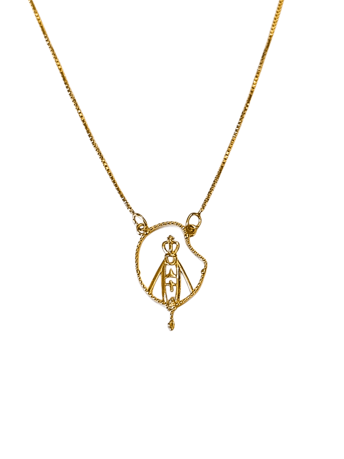 Gargantilha Nossa Senhora Aparecida Vazada em Prata de Lei 925 e Banho de Ouro 18 K-TerraCotta Arte Sacra