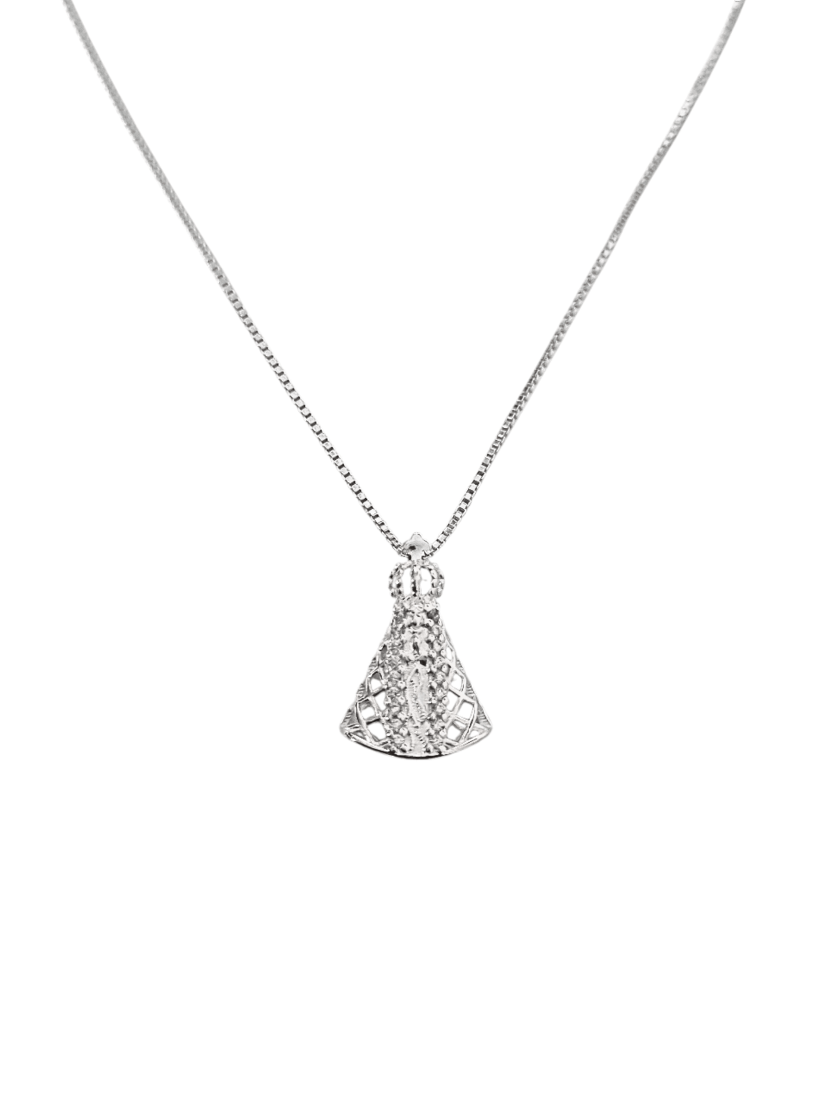 Gargantilha Nossa Senhora Aparecida com Manto Vazado em Prata de Lei 925-TerraCotta Arte Sacra