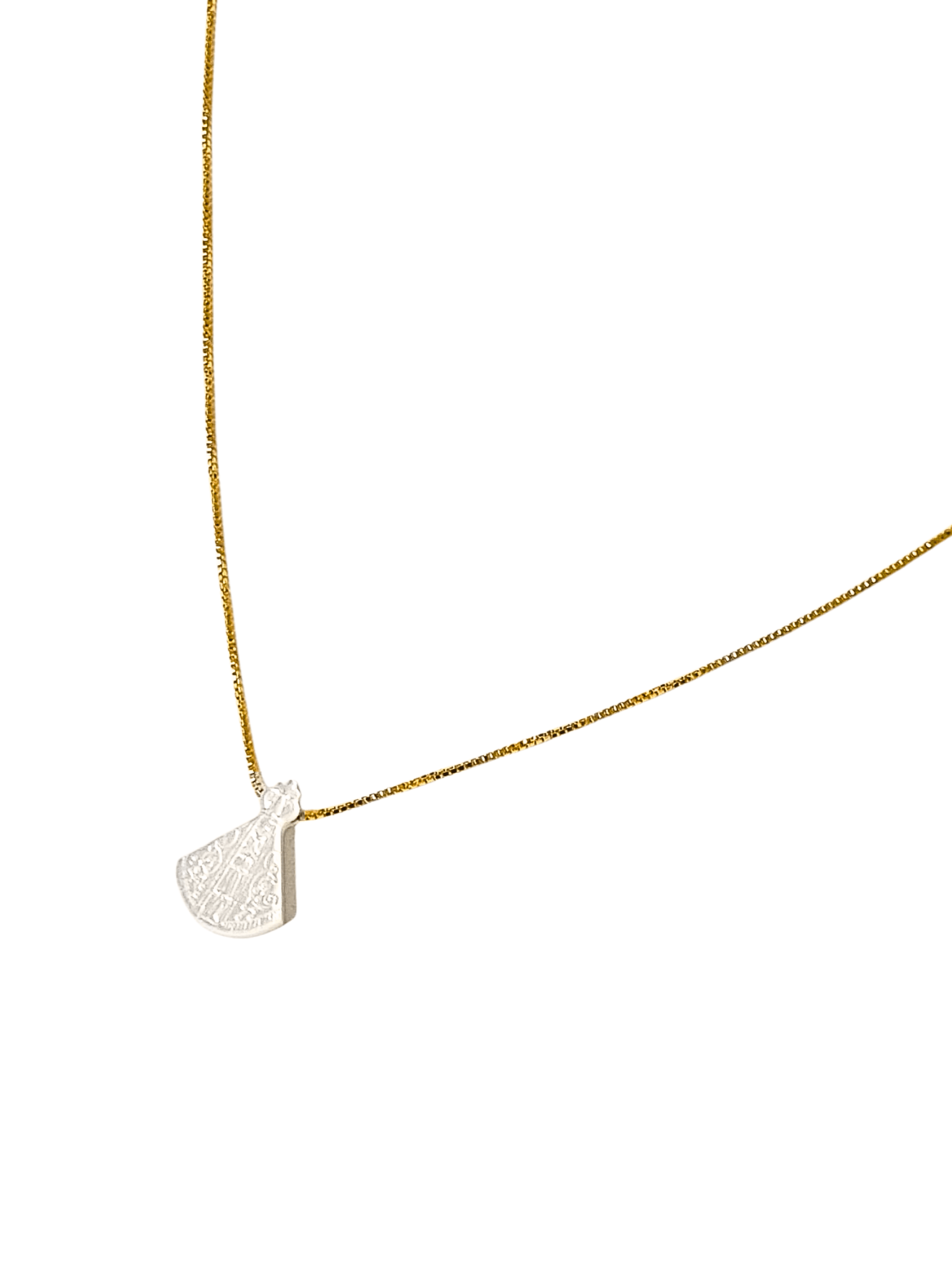 Gargantilha Nossa Senhora Aparecida de Madrepérola em Prata de Lei 925 e Banho de Ouro 18 K-TerraCotta Arte Sacra