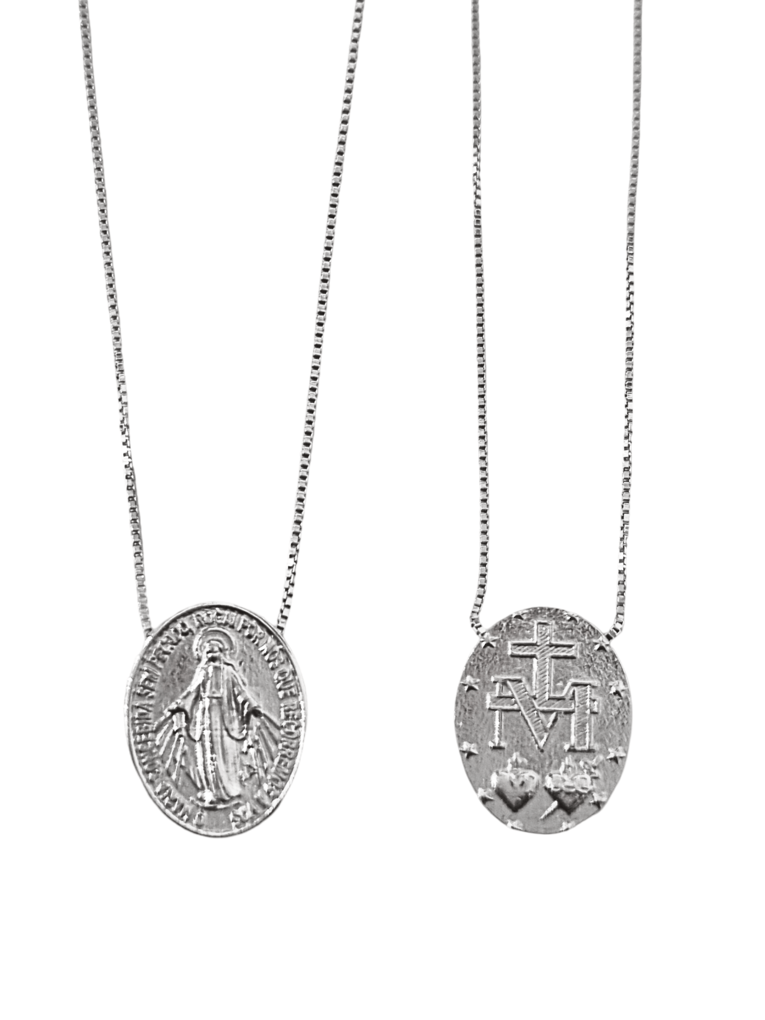 Gargantilha Nossa Senhora das Graças com Medalha Milagrosa em Prata de Lei 925 e Banho de Ródio-TerraCotta Arte Sacra