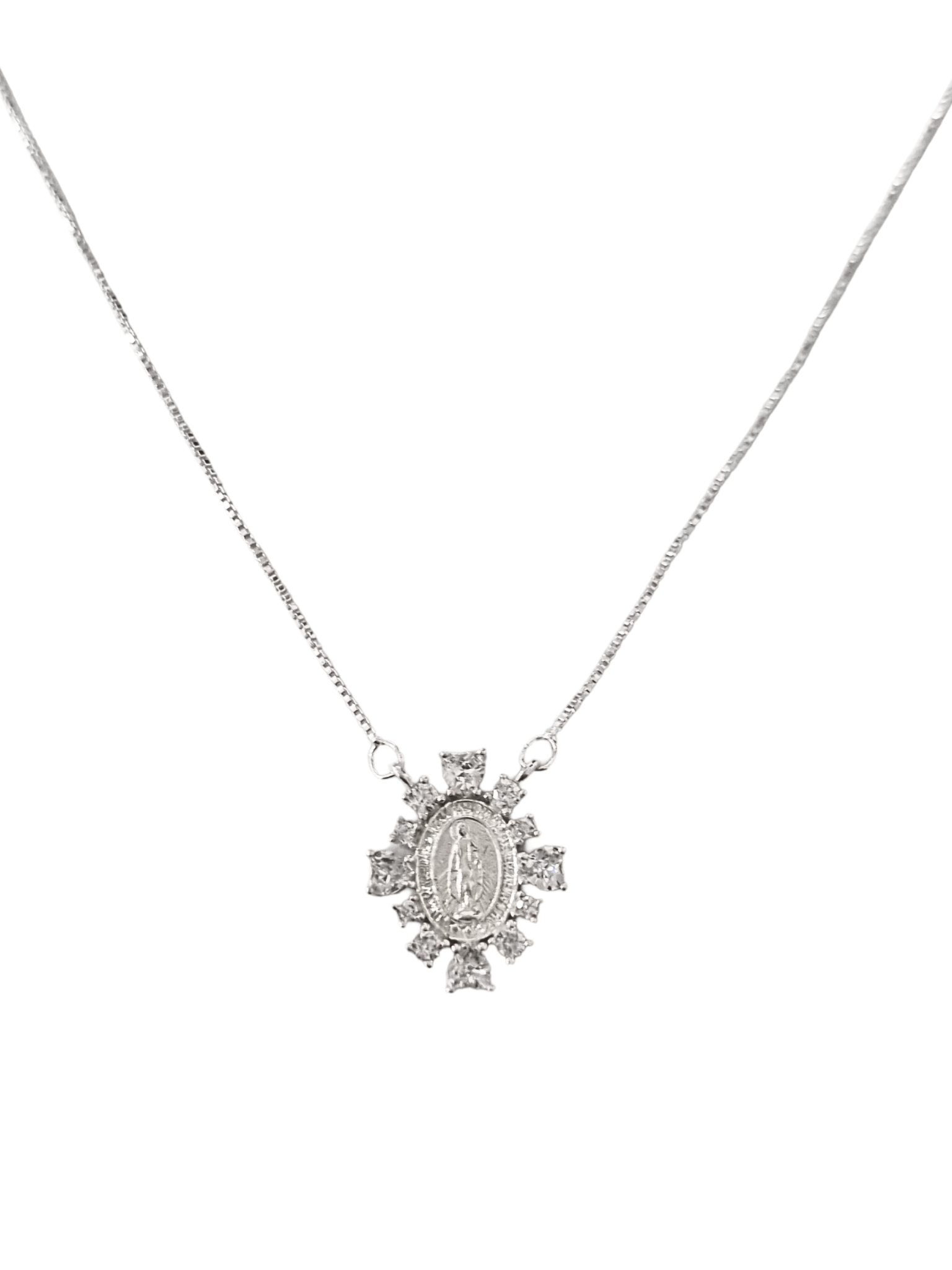 Gargantilha Nossa Senhora das Graças com Zircônias Coração em Prata de Lei 925-TerraCotta Arte Sacra