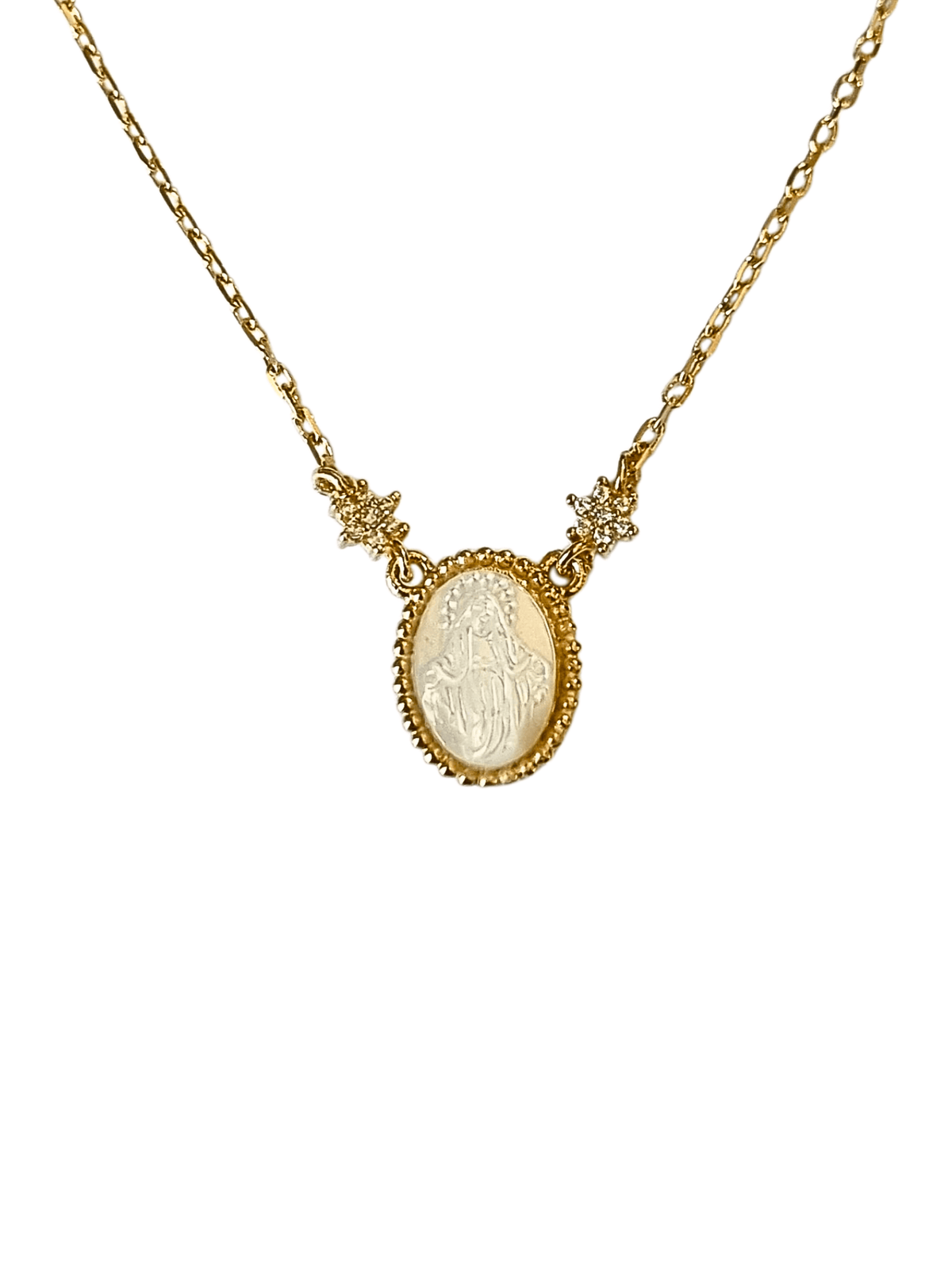 Gargantilha Nossa Senhora das Graças na Madrepérola em Prata de Lei 925 e Banho de Ouro 18 K-TerraCotta Arte Sacra