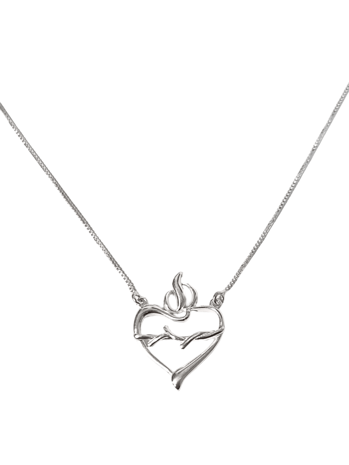 Gargantilha Sagrado Coração de Jesus Vazada em Prata de Lei 925-TerraCotta Arte Sacra