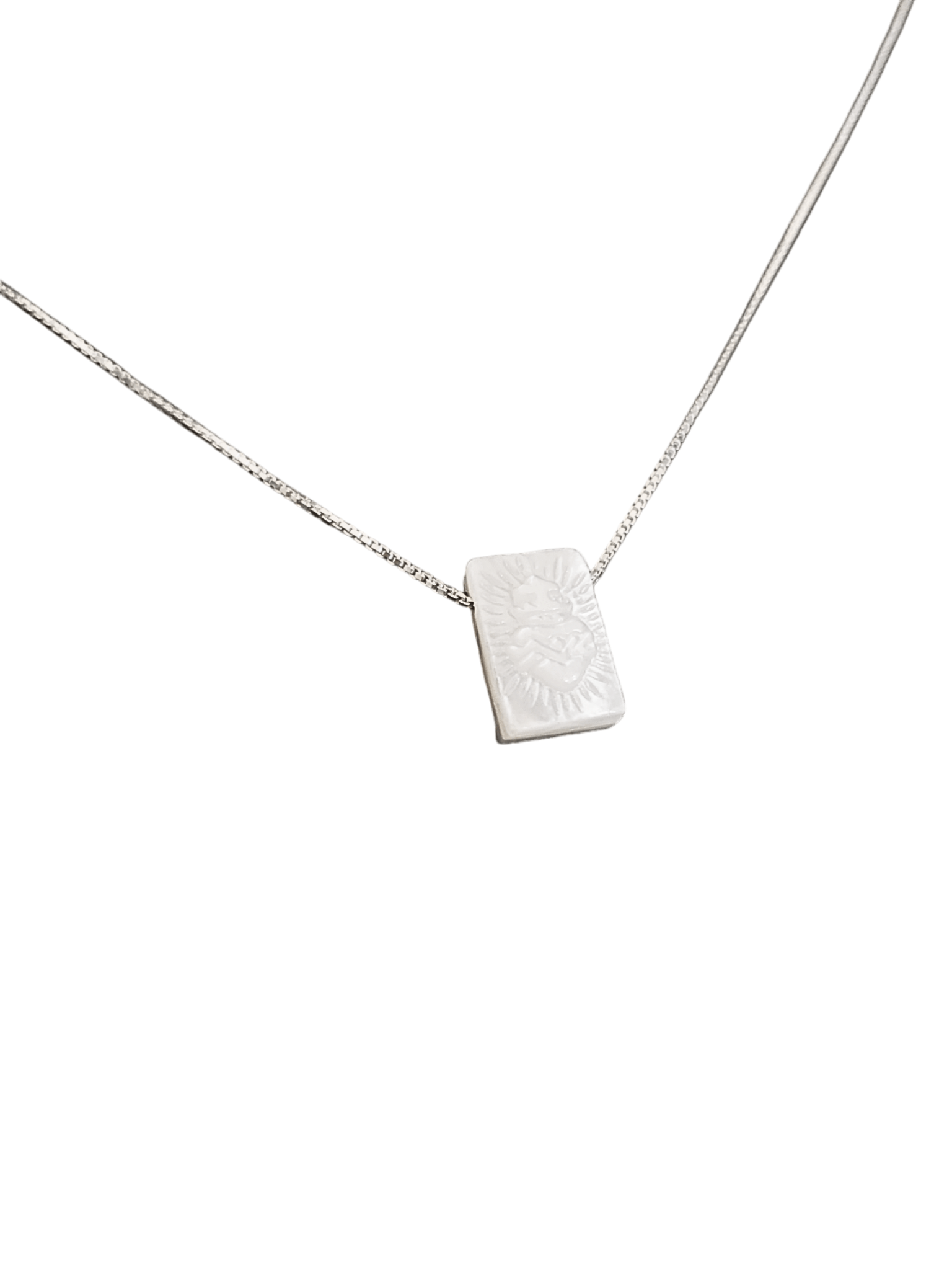 Gargantilha Sagrado Coração de Jesus na Madrepérola em Prata de Lei 925-TerraCotta Arte Sacra