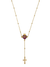 Gargantilha Terço Sagrado Coração de Jesus com Zircônias Cravejadas e Crucifixo em Prata de Lei 925 e Banho de Ouro 18 K-TerraCotta Arte Sacra