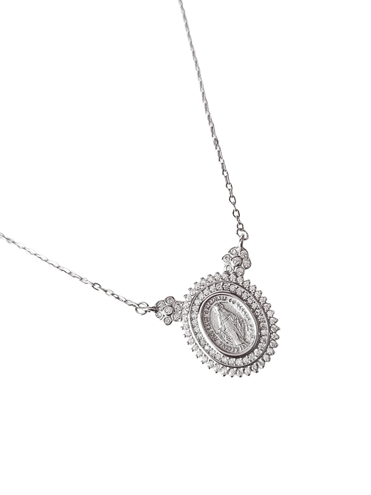 Gargantilha de Nossa Senhora das Graças Cravejada de Zircônia em Prata de Lei 925-TerraCotta Arte Sacra