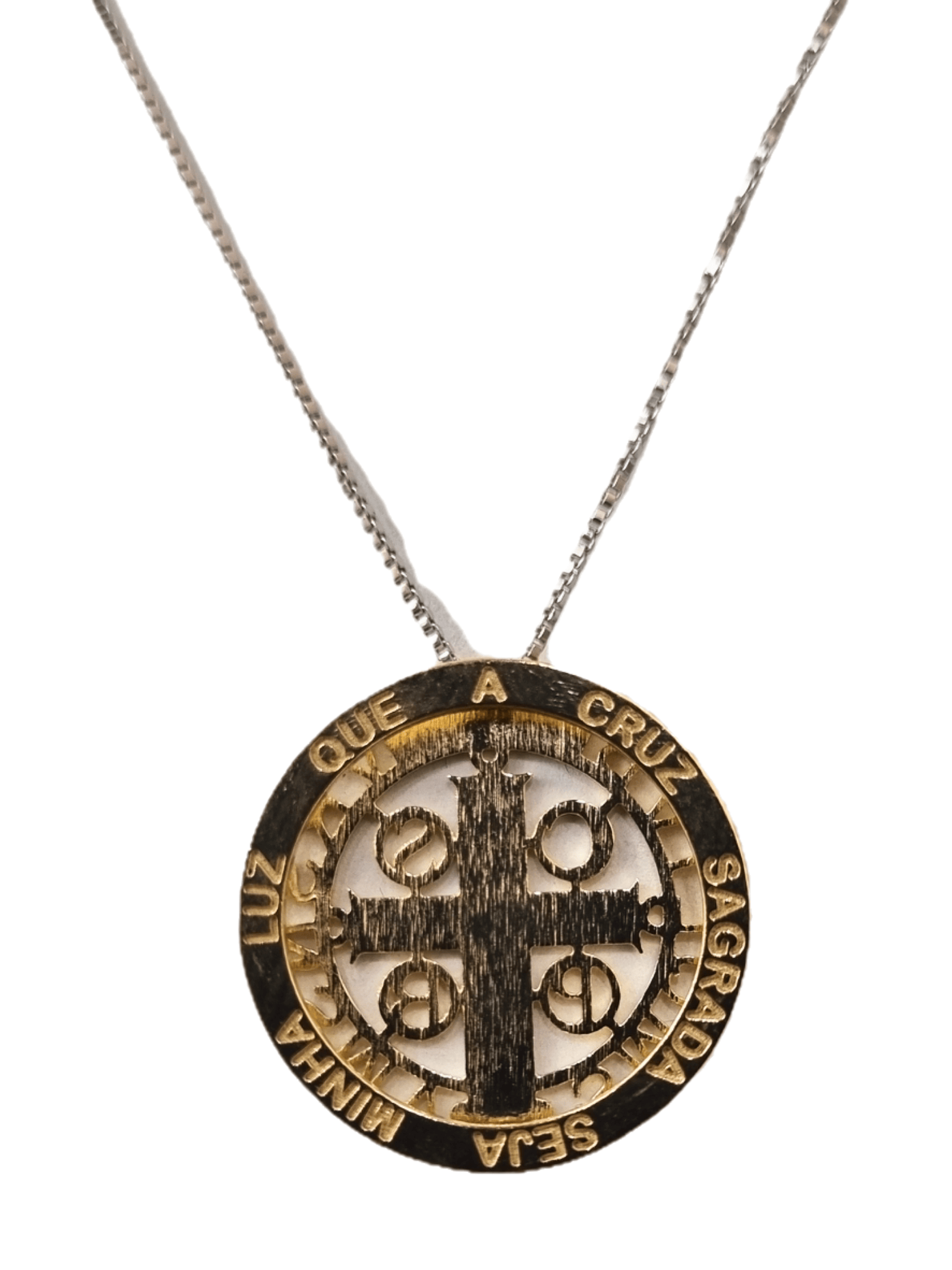 Gargantilha de São Bento em Prata de Lei 925 com Banho de Ouro Grande-TerraCotta Arte Sacra