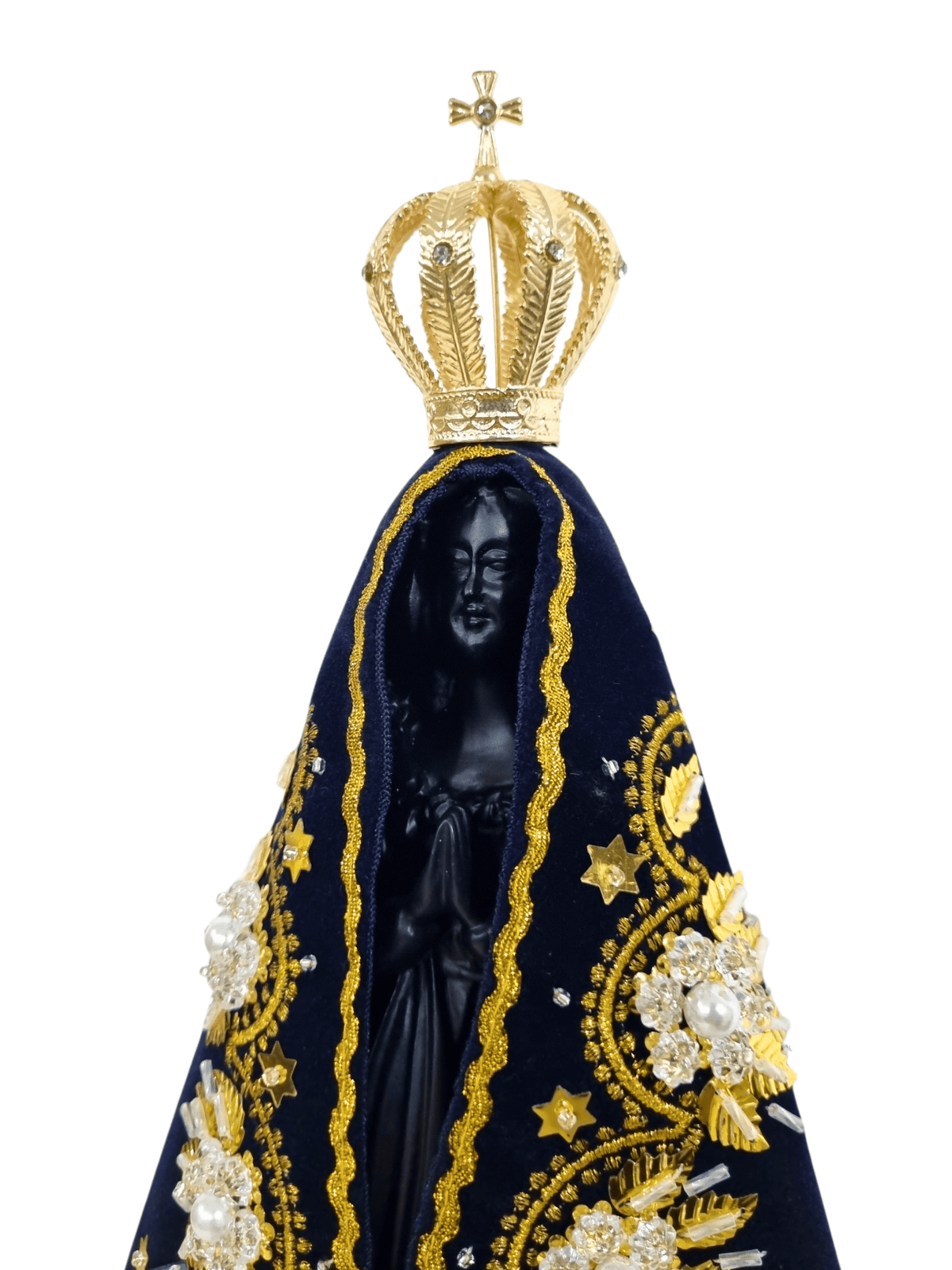 IImagem de Nossa Senhora Aparecida em Pó de Mármore Manto Luxo Pérola 30 cm-TerraCotta Arte Sacra