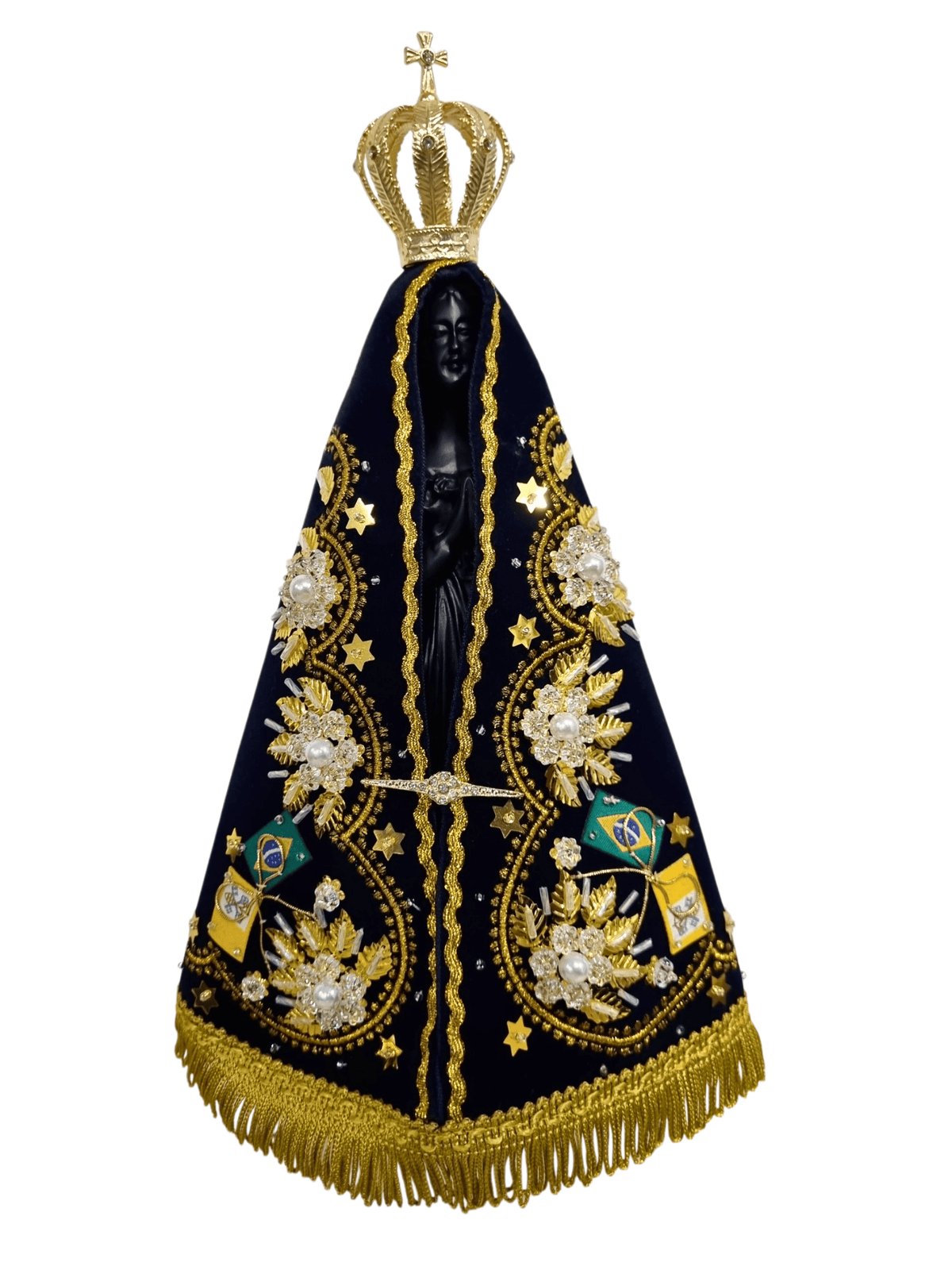 IImagem de Nossa Senhora Aparecida em Pó de Mármore Manto Luxo Pérola 30 cm-TerraCotta Arte Sacra