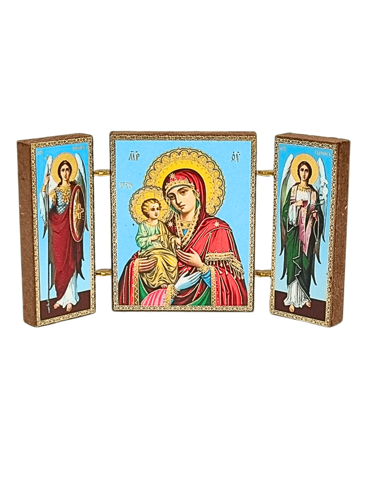 Ícone Bizantino Russo Mãe de Deus das Três Mãos 5,5 x 9,5 cm-TerraCotta Arte Sacra